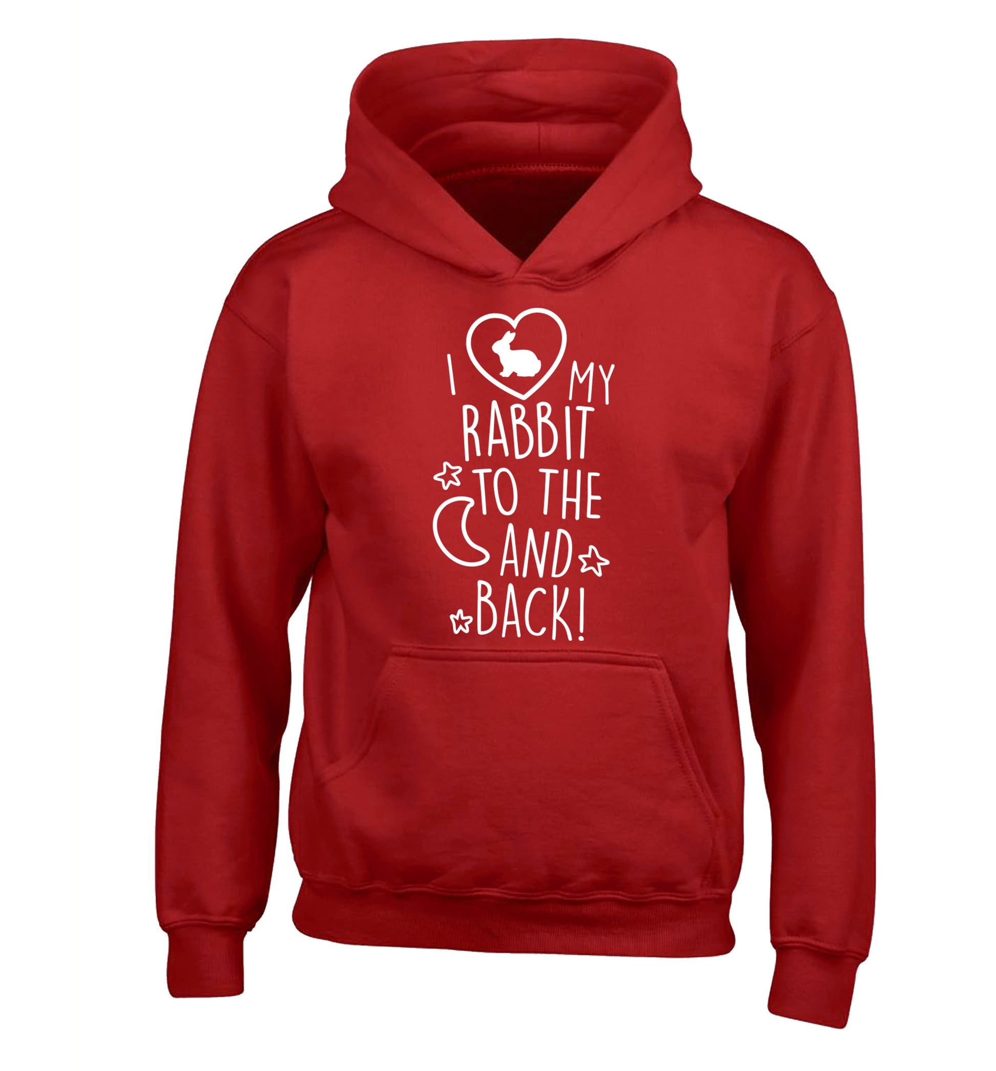 I love my rabbit to the moon and back children's red hoodie 12-14 Years
