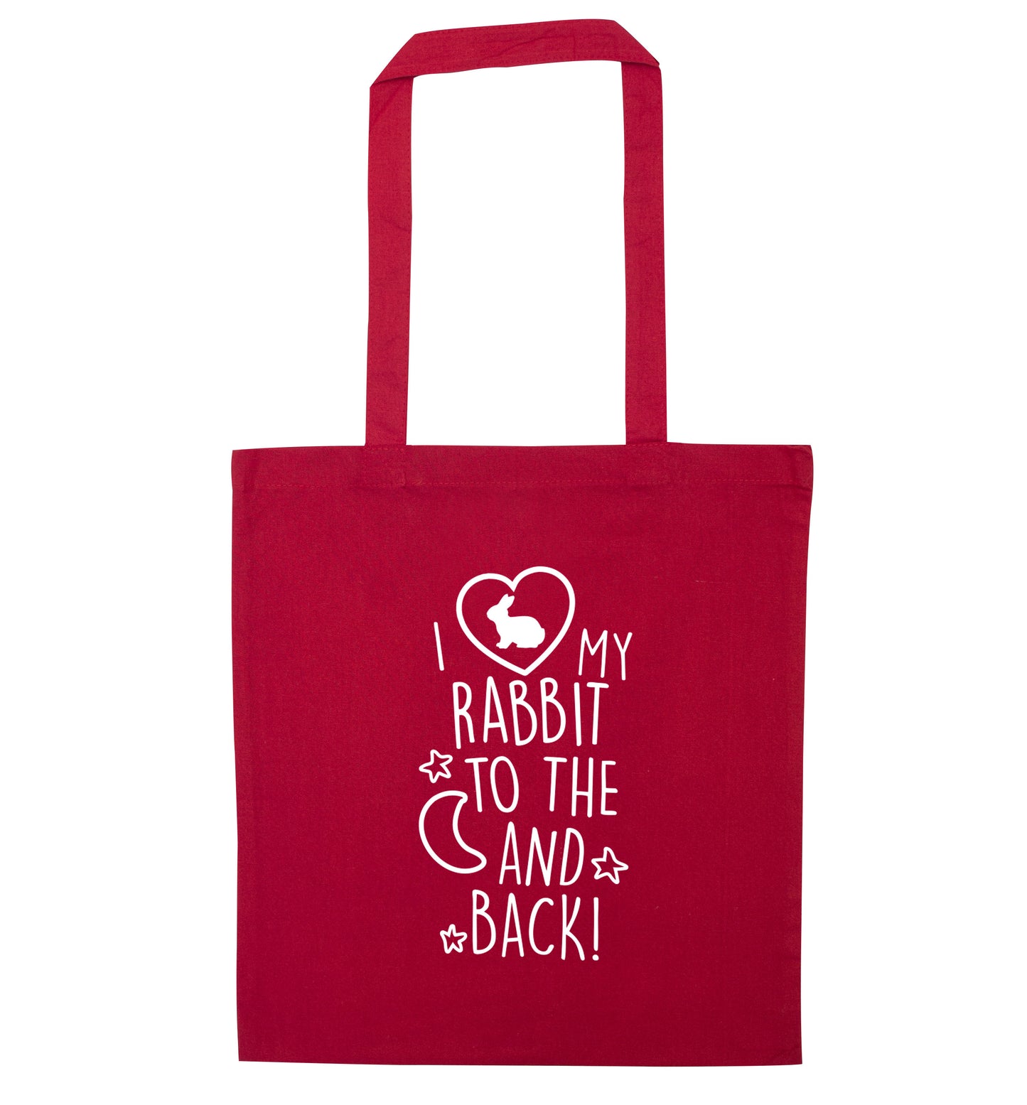 I love my rabbit to the moon and back red tote bag