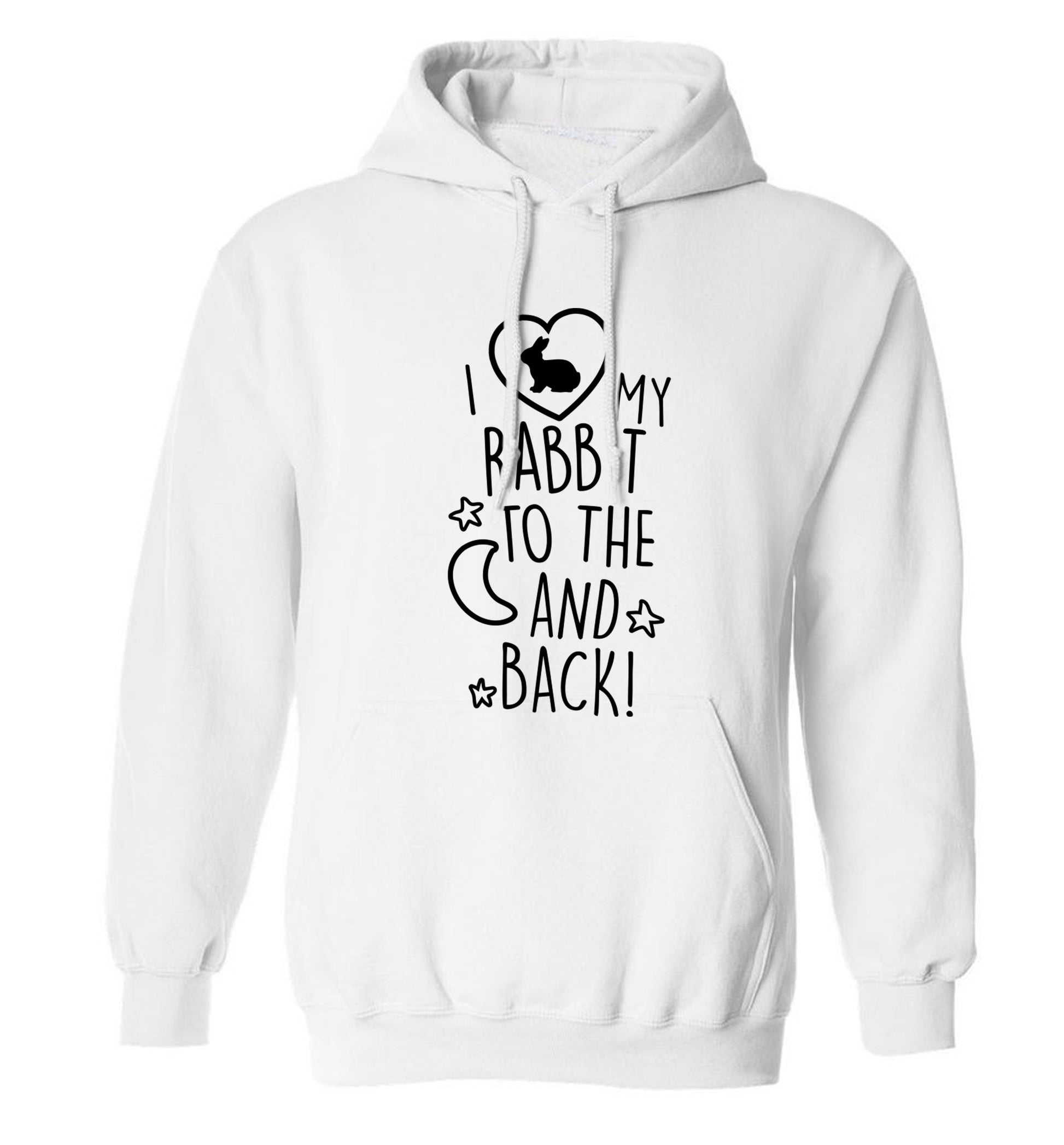 I love my rabbit to the moon and back adults unisex white hoodie 2XL