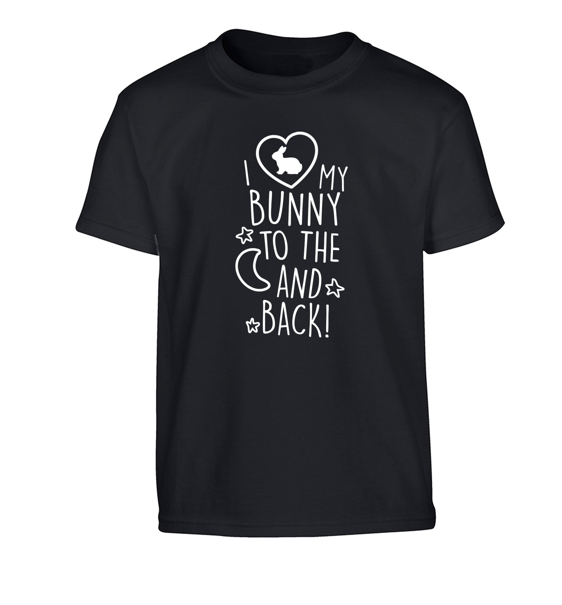 I love my bunny to the moon and back Children's black Tshirt 12-14 Years