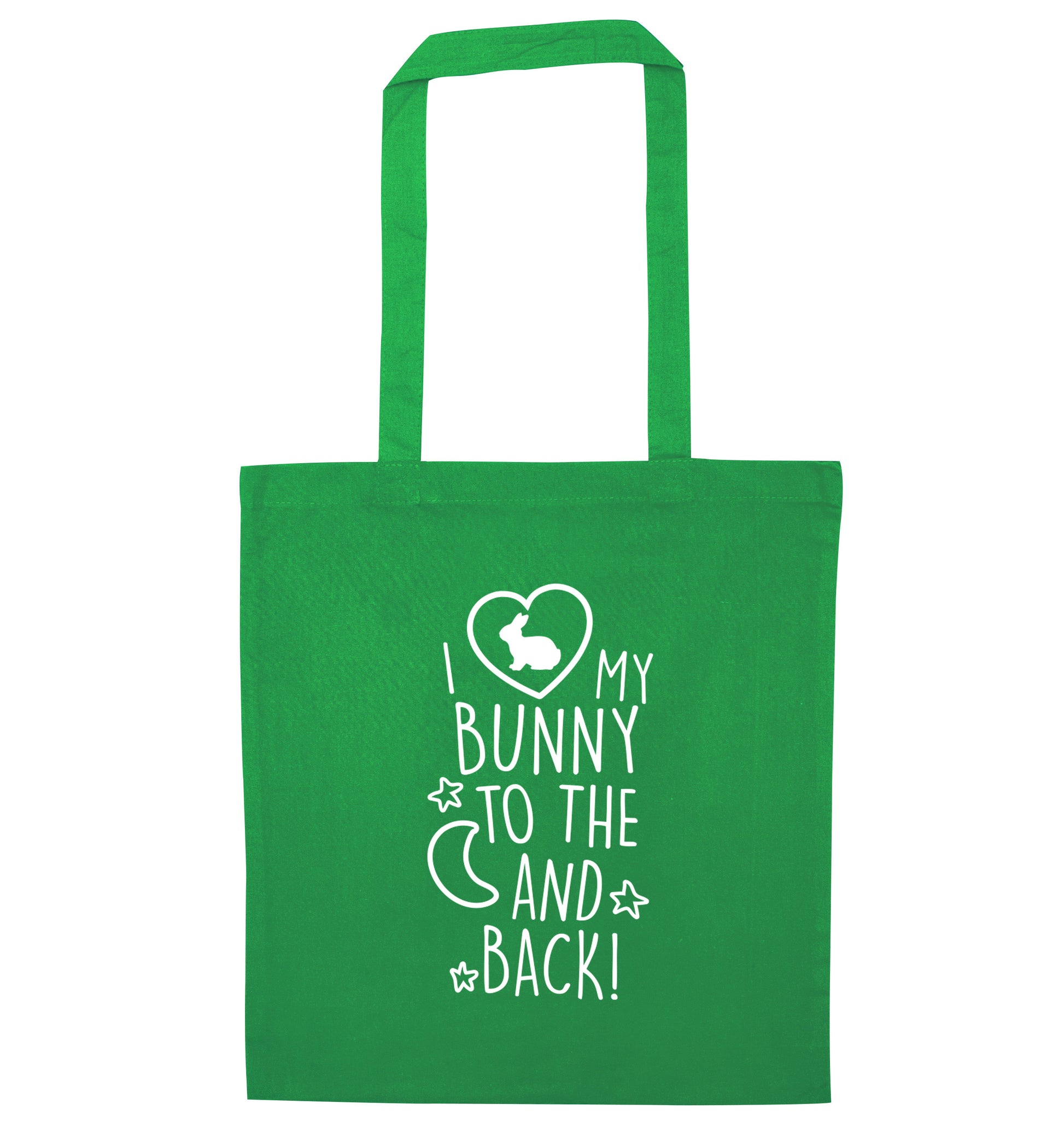 I love my bunny to the moon and back green tote bag