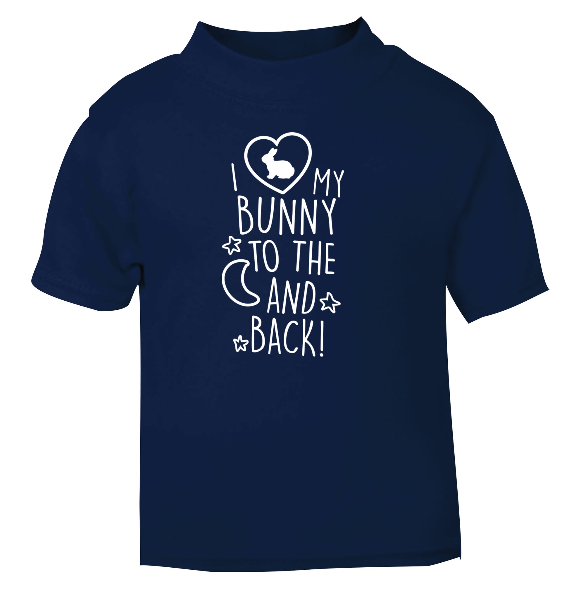 I love my bunny to the moon and back navy Baby Toddler Tshirt 2 Years