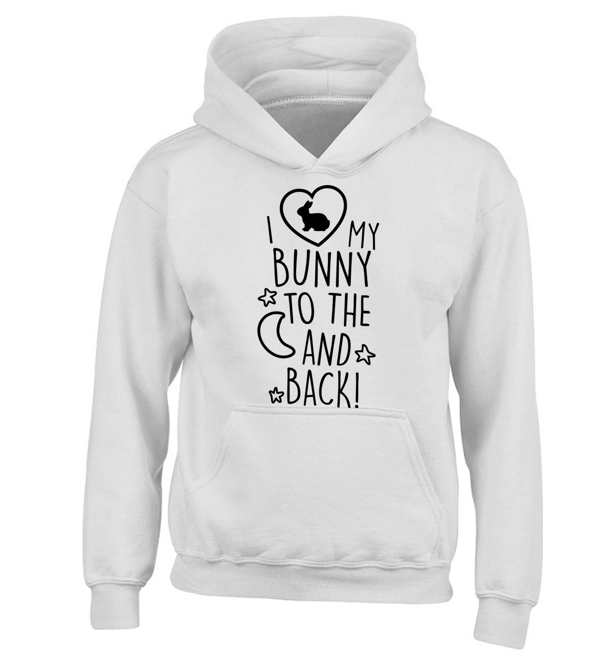 I love my bunny to the moon and back children's white hoodie 12-14 Years