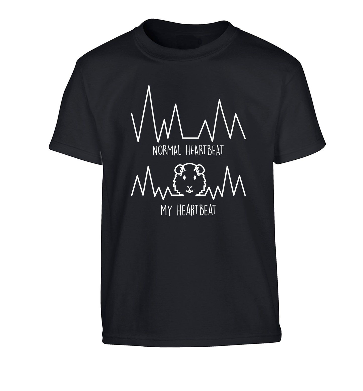 Normal heartbeat vs my heartbeat guinea pig lover Children's black Tshirt 12-14 Years
