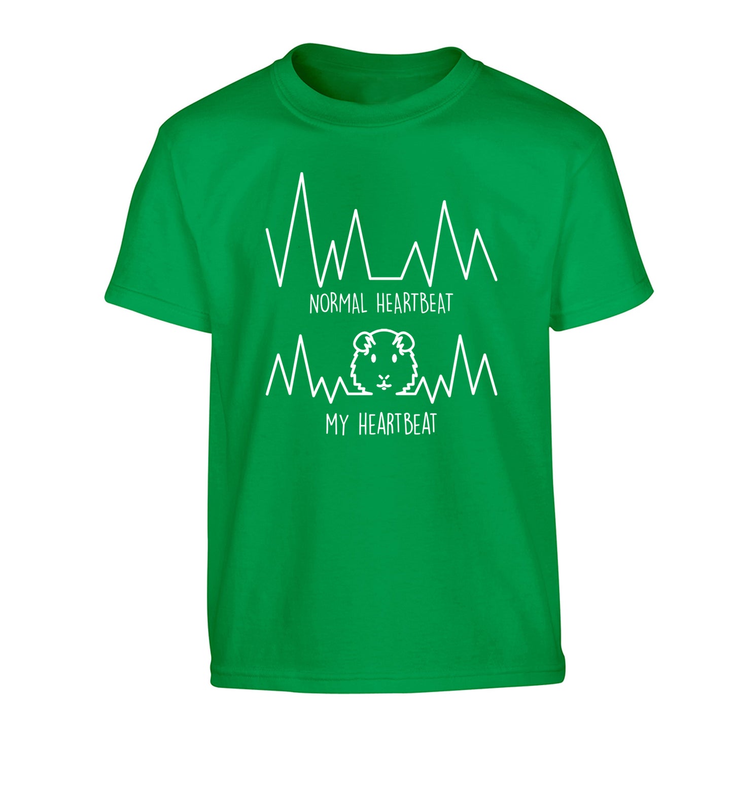 Normal heartbeat vs my heartbeat guinea pig lover Children's green Tshirt 12-14 Years