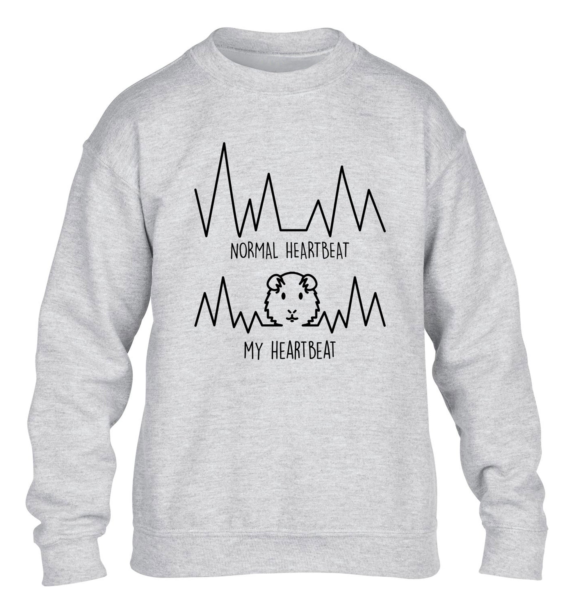 Normal heartbeat vs my heartbeat guinea pig lover children's grey  sweater 12-14 Years