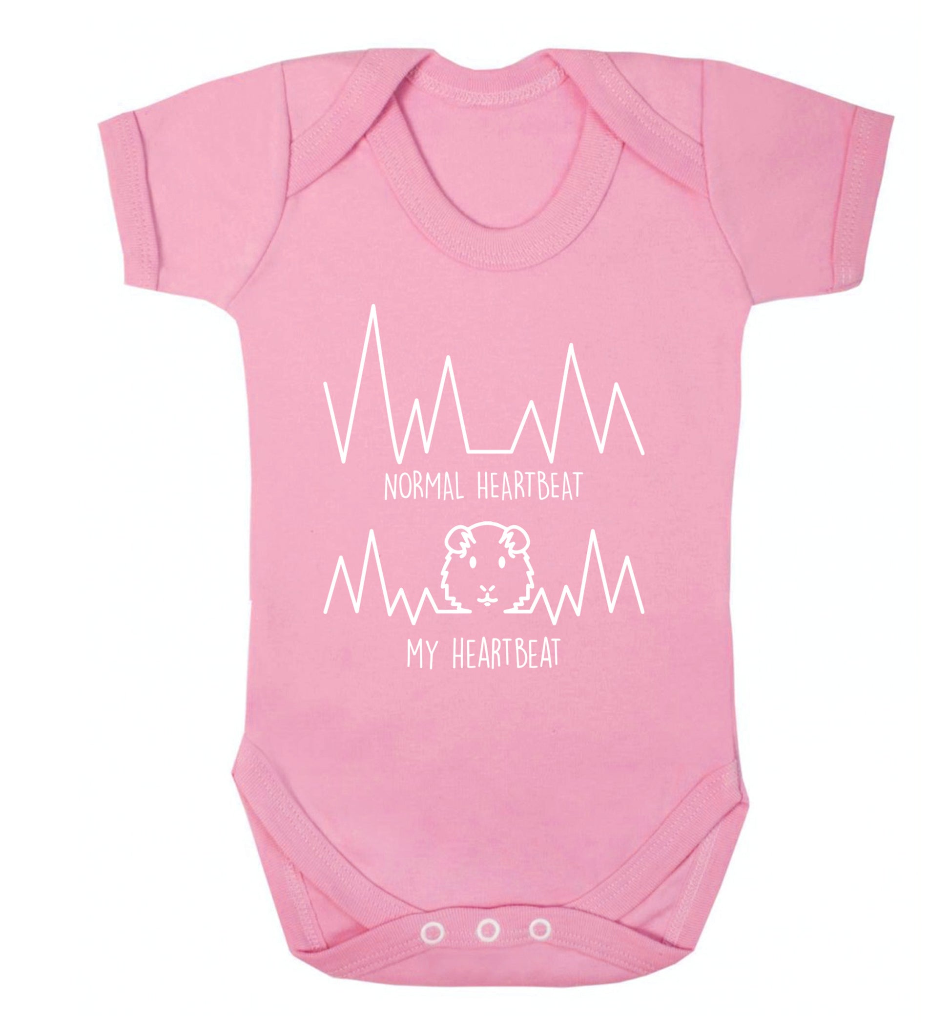 Normal heartbeat vs my heartbeat guinea pig lover Baby Vest pale pink 18-24 months