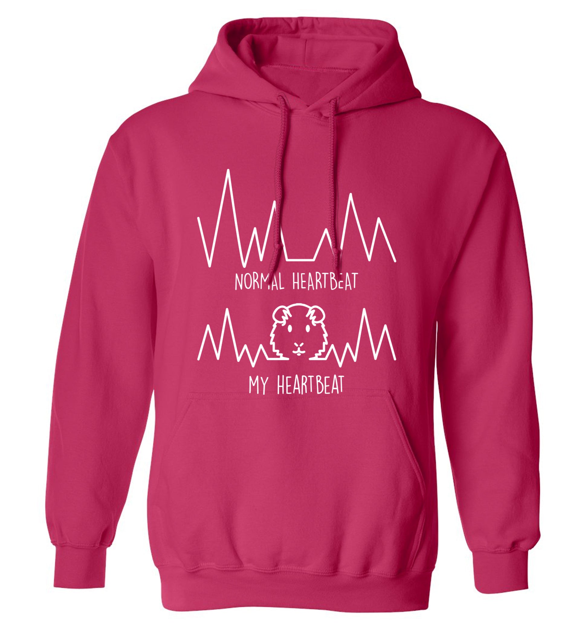 Normal heartbeat vs my heartbeat guinea pig lover adults unisex pink hoodie 2XL
