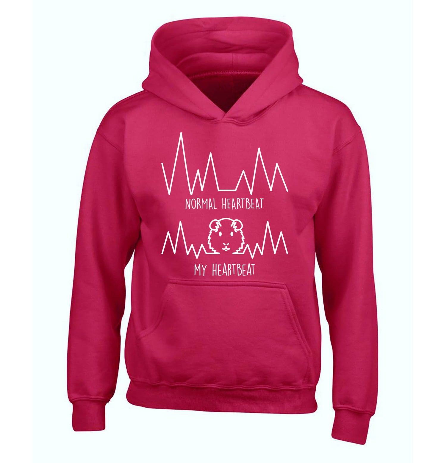 Normal heartbeat vs my heartbeat guinea pig lover children's pink hoodie 12-14 Years