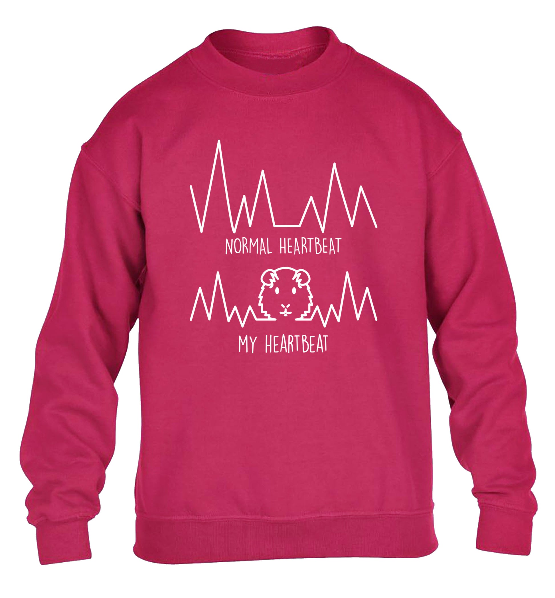 Normal heartbeat vs my heartbeat guinea pig lover children's pink  sweater 12-14 Years