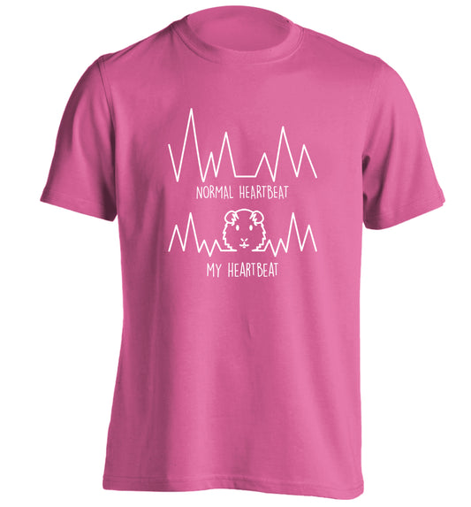 Normal heartbeat vs my heartbeat guinea pig lover adults unisex pink Tshirt 2XL