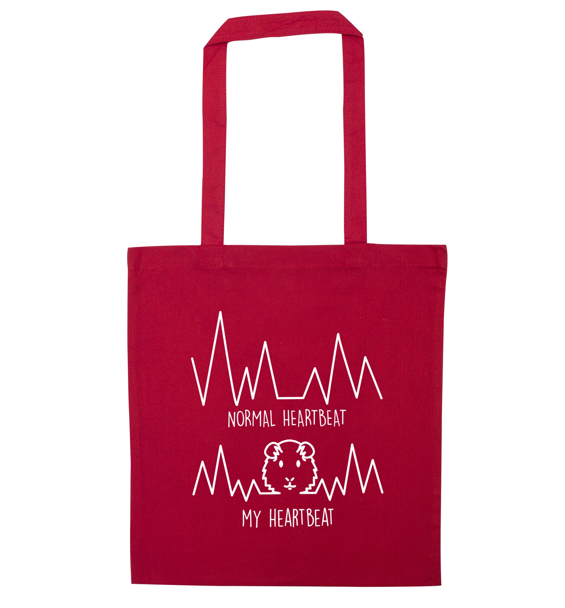 Normal heartbeat vs my heartbeat guinea pig lover red tote bag