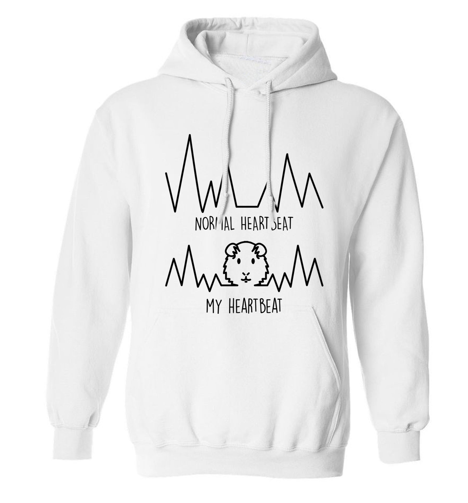 Normal heartbeat vs my heartbeat guinea pig lover adults unisex white hoodie 2XL