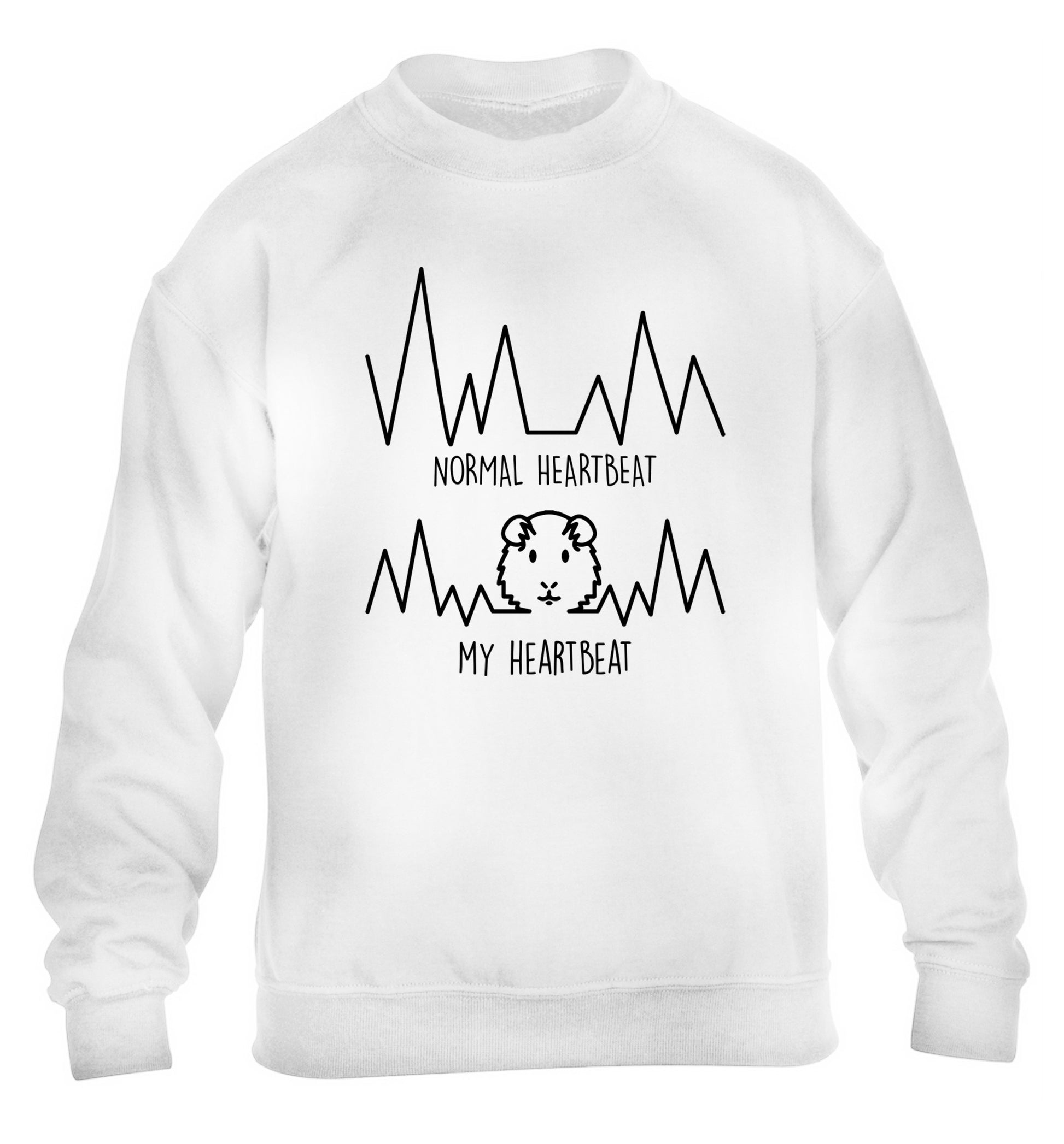 Normal heartbeat vs my heartbeat guinea pig lover children's white  sweater 12-14 Years