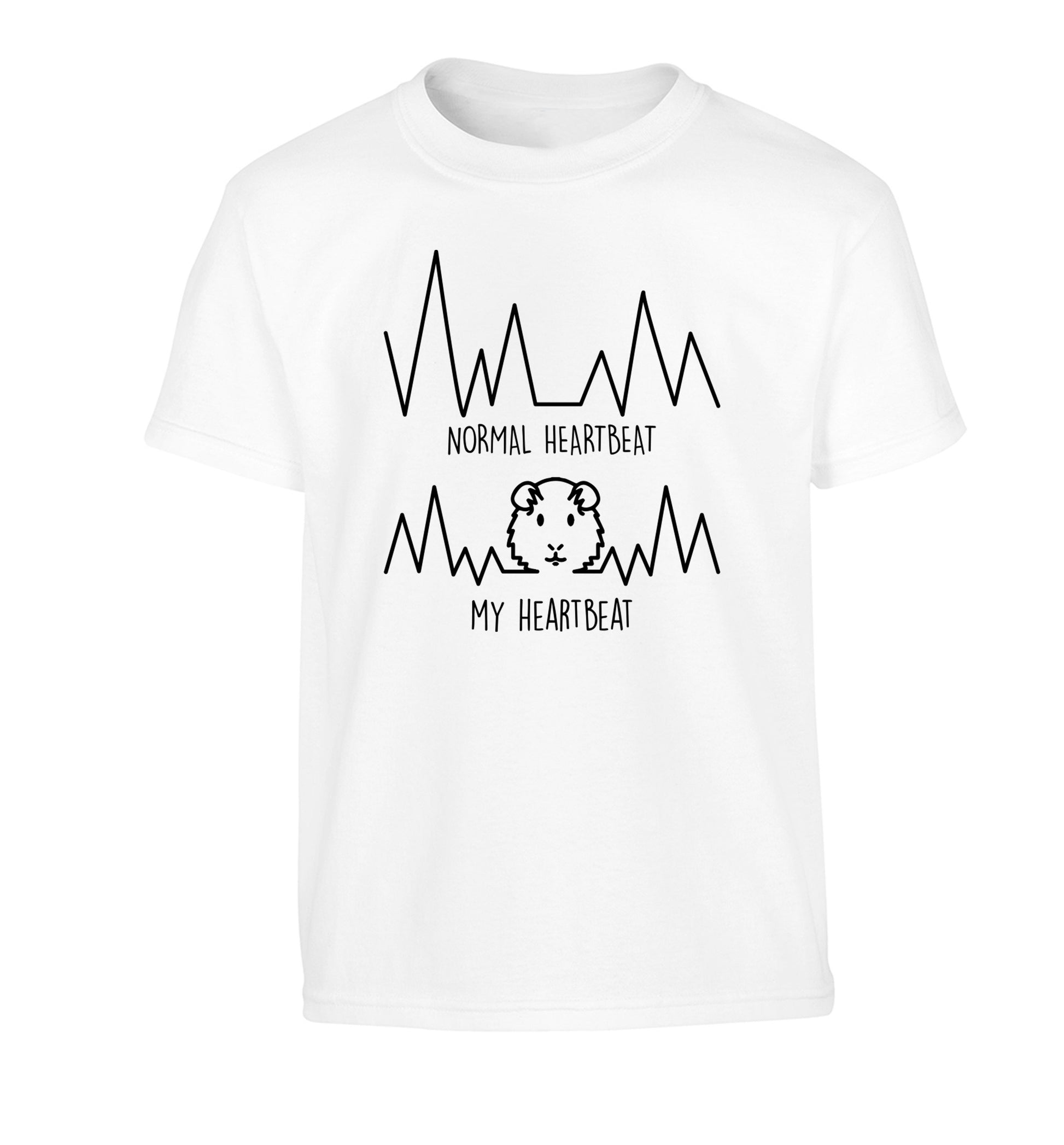 Normal heartbeat vs my heartbeat guinea pig lover Children's white Tshirt 12-14 Years
