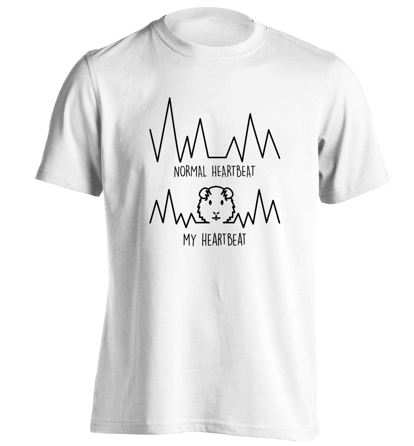 Normal heartbeat vs my heartbeat guinea pig lover adults unisex white Tshirt 2XL
