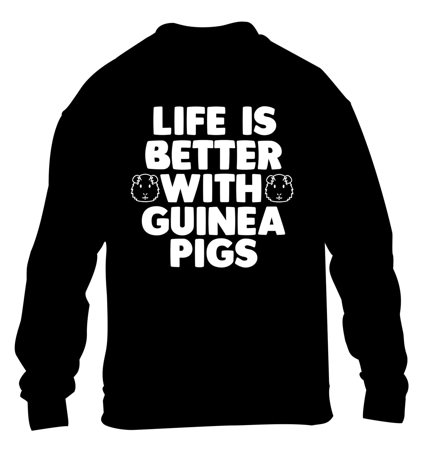 Life is better with guinea pigs children's black  sweater 12-14 Years