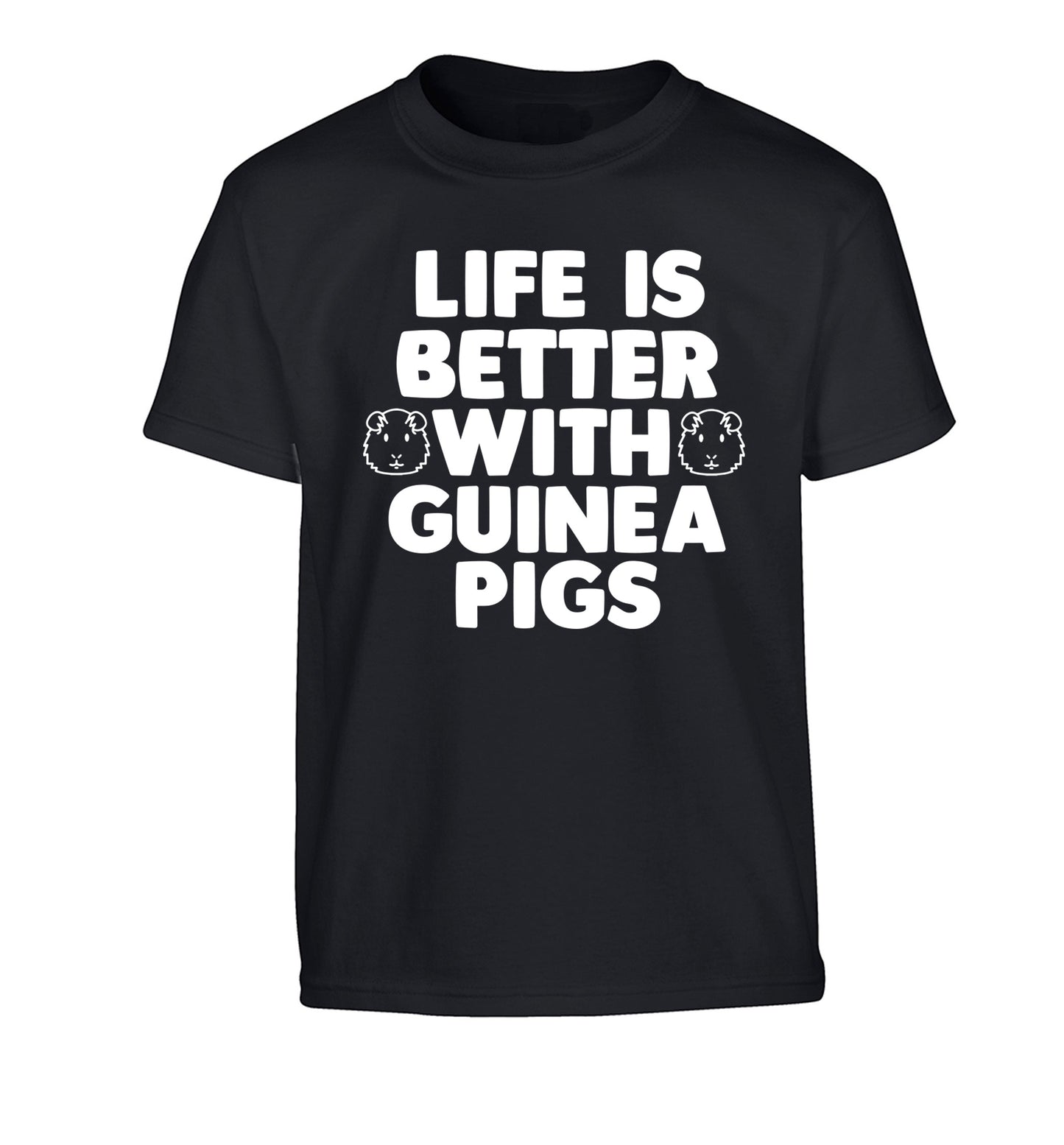 Life is better with guinea pigs Children's black Tshirt 12-14 Years