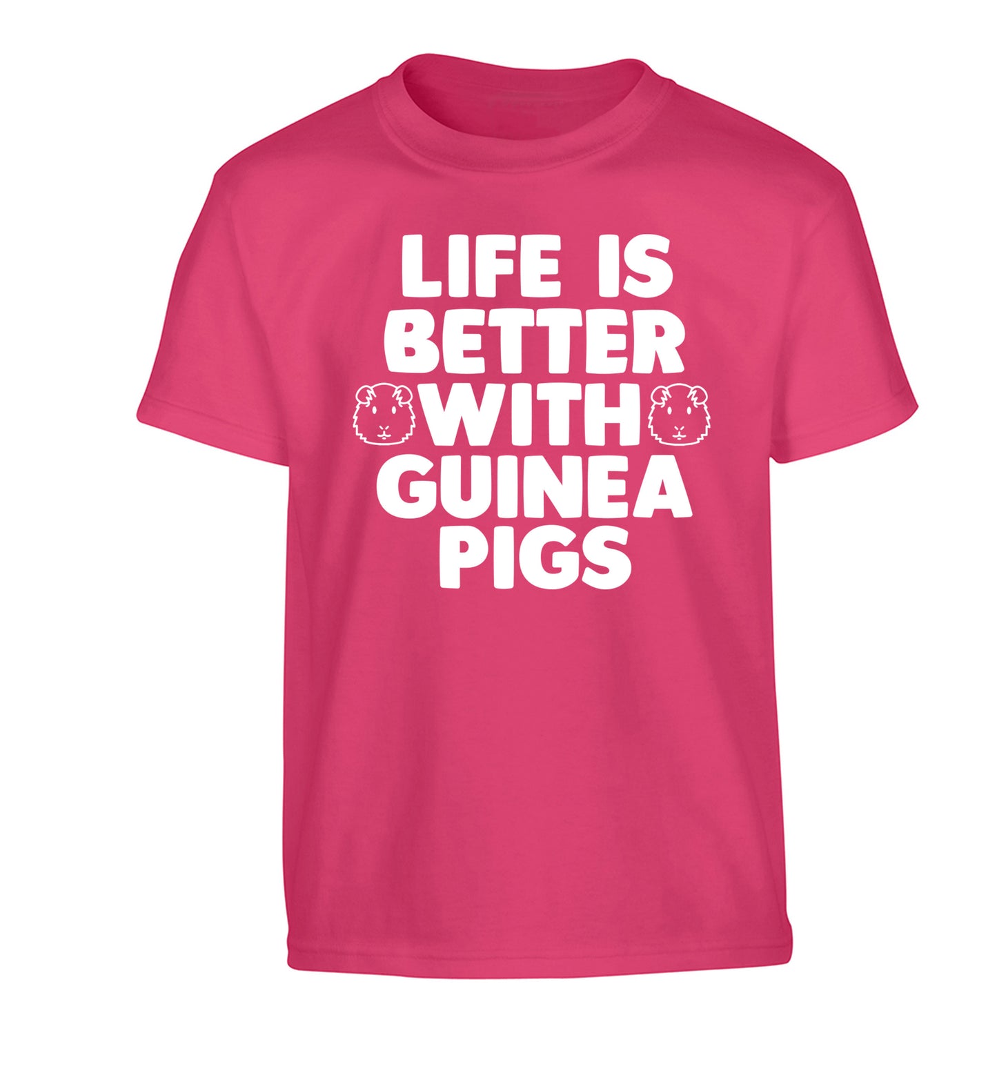 Life is better with guinea pigs Children's pink Tshirt 12-14 Years
