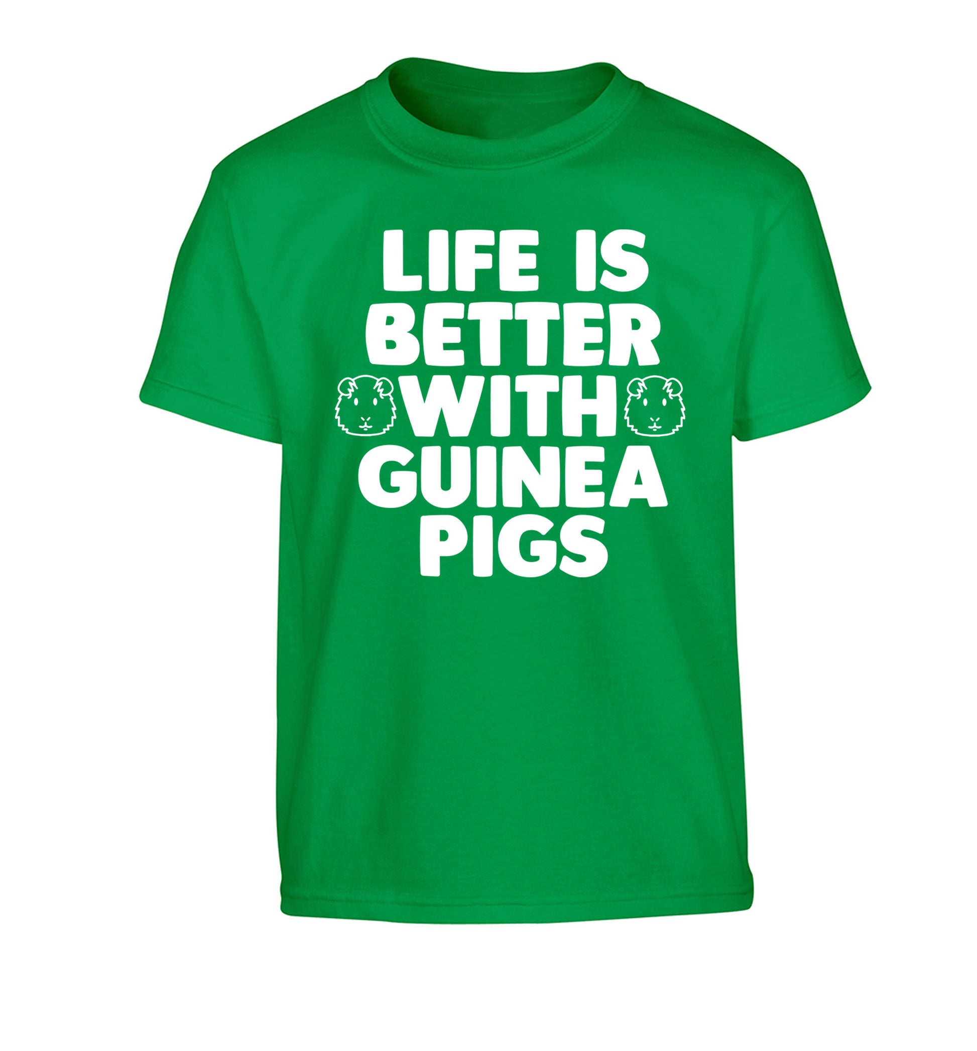 Life is better with guinea pigs Children's green Tshirt 12-14 Years