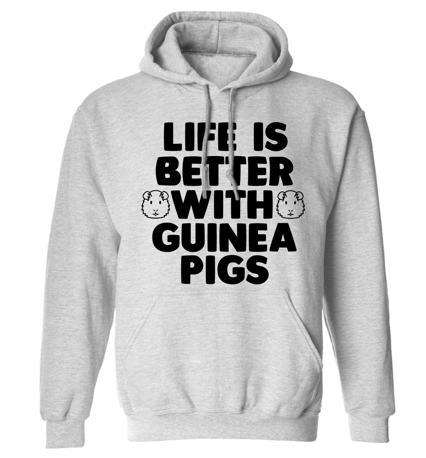 Life is better with guinea pigs adults unisex grey hoodie 2XL