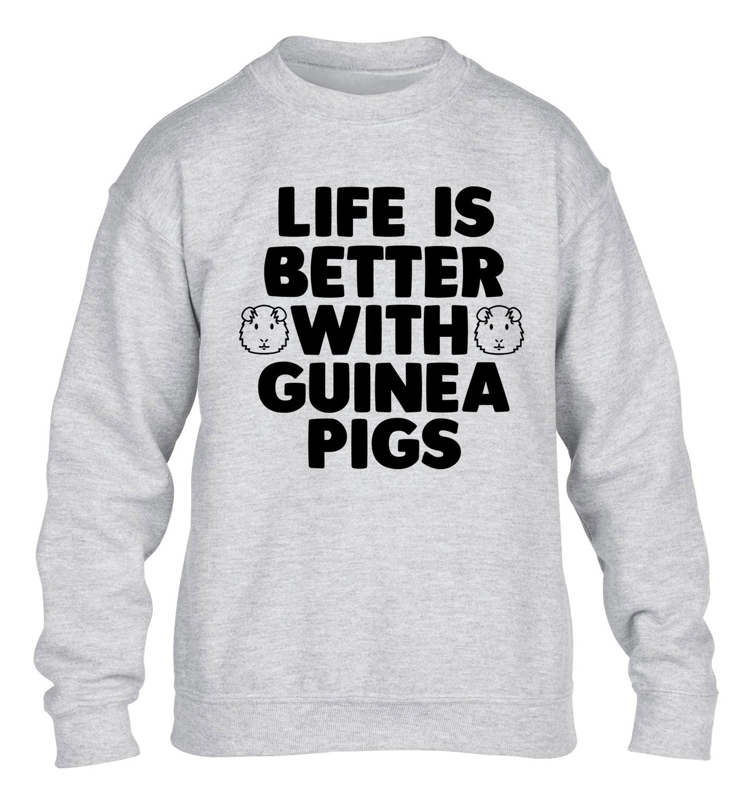 Life is better with guinea pigs children's grey  sweater 12-14 Years