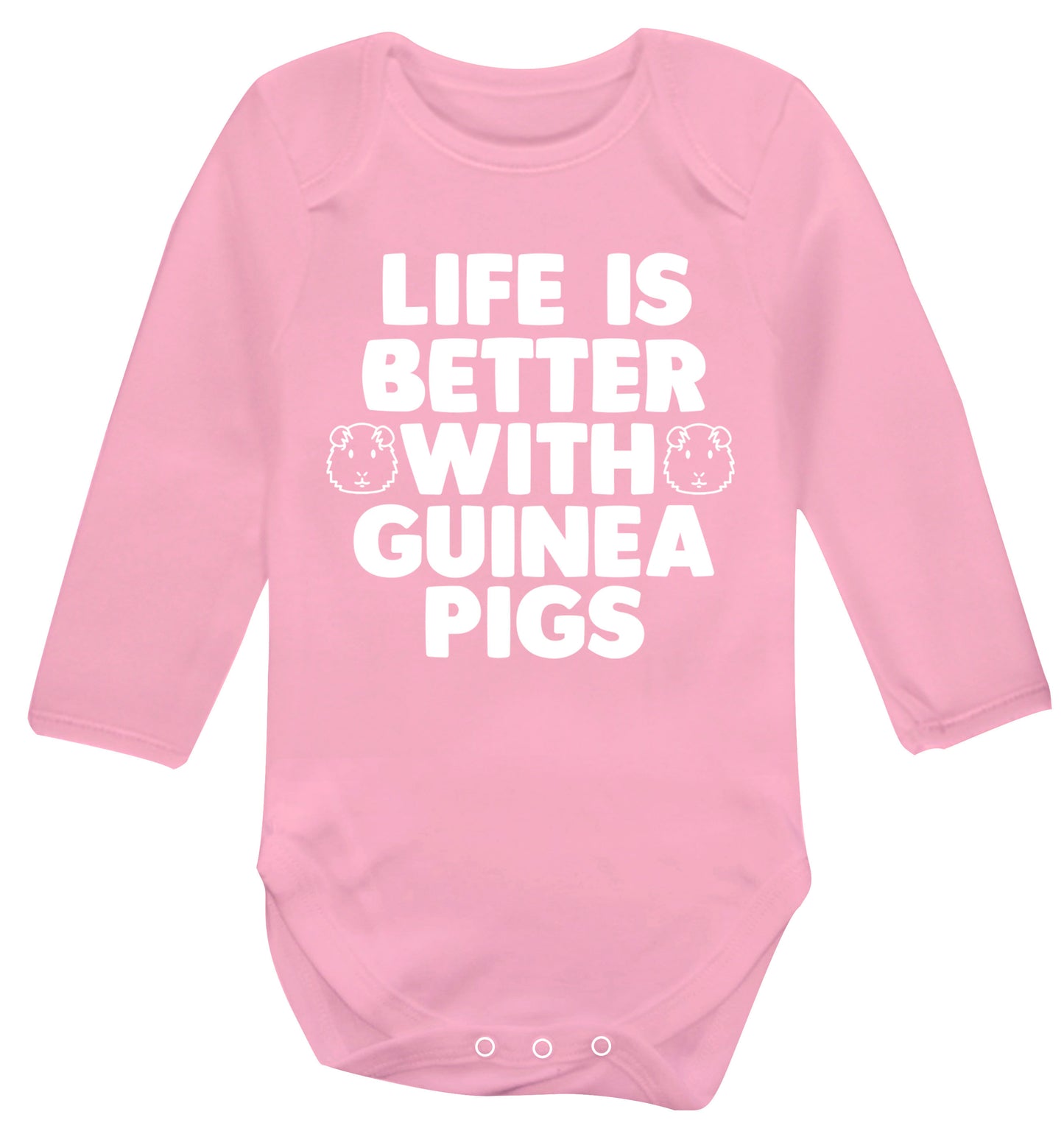 Life is better with guinea pigs Baby Vest long sleeved pale pink 6-12 months