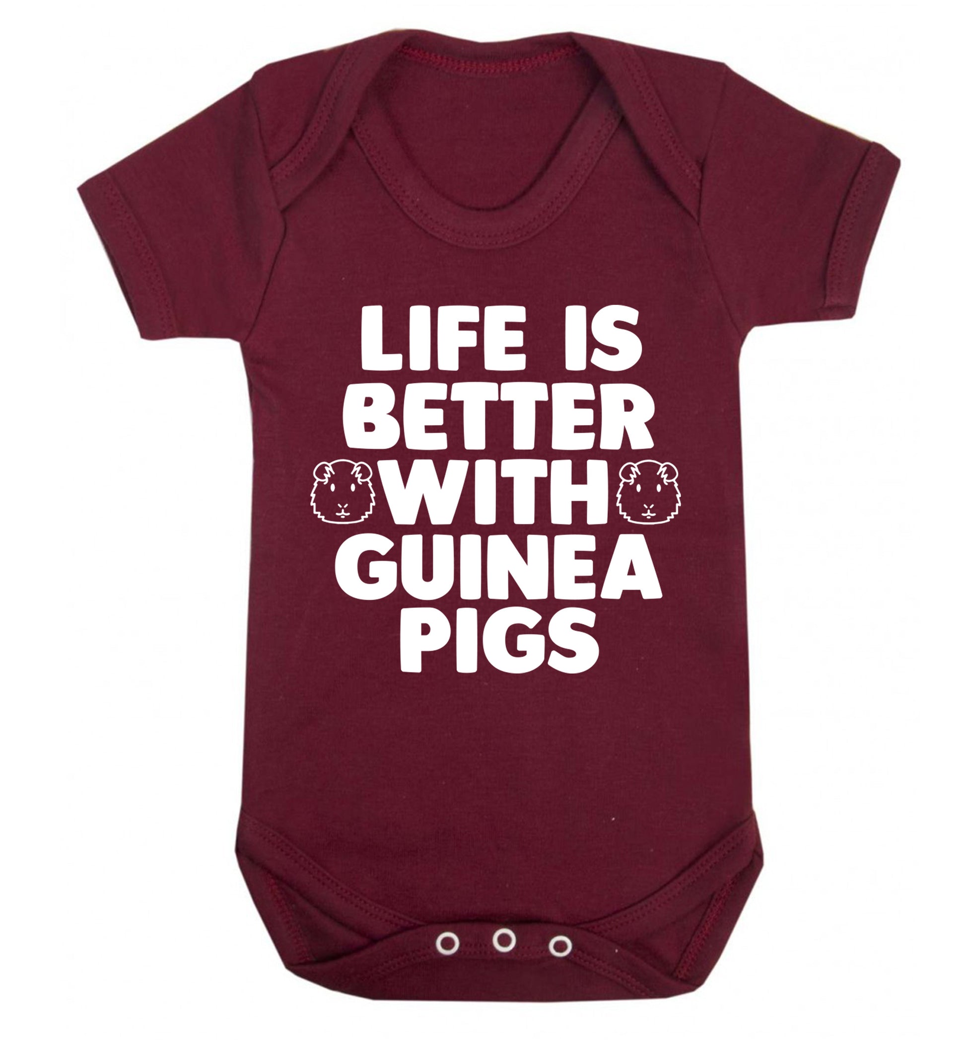 Life is better with guinea pigs Baby Vest maroon 18-24 months