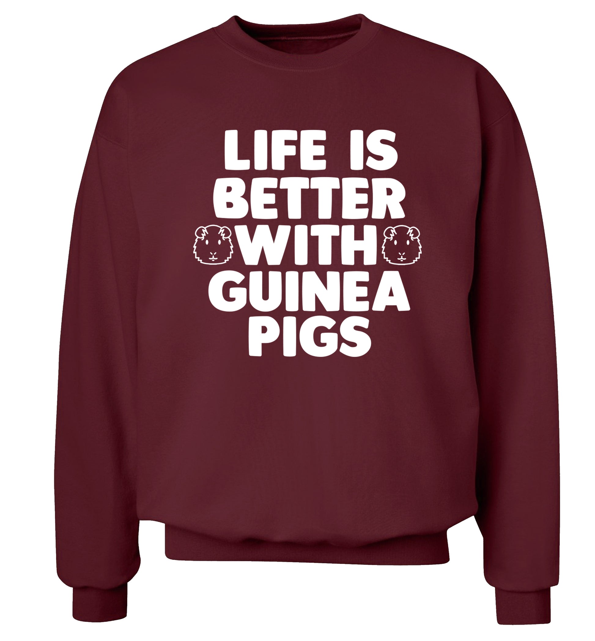 Life is better with guinea pigs Adult's unisex maroon  sweater 2XL