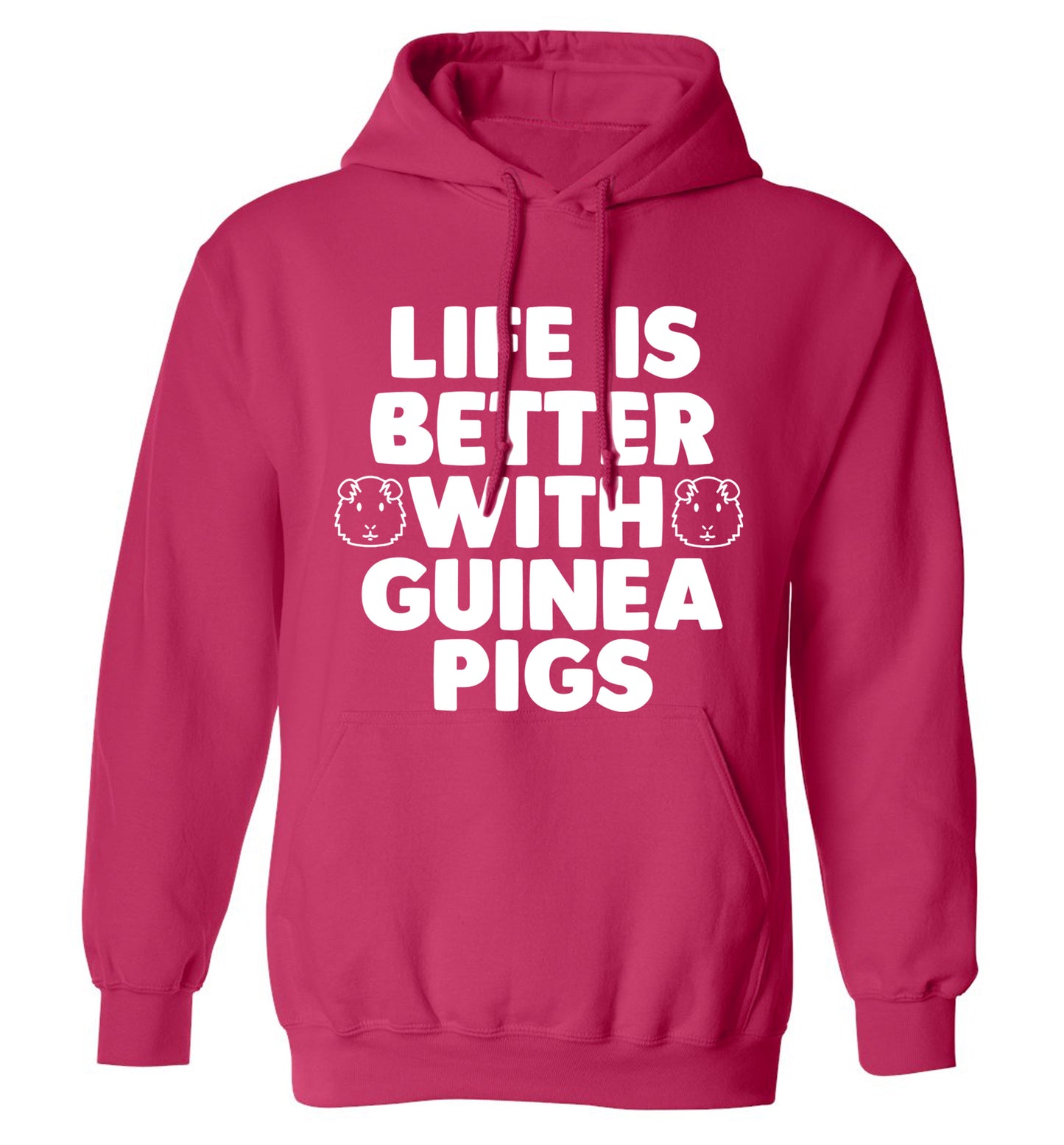 Life is better with guinea pigs adults unisex pink hoodie 2XL