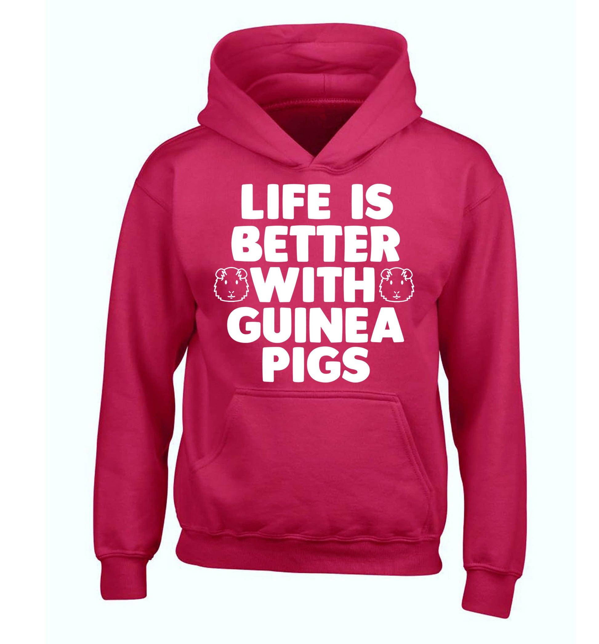 Life is better with guinea pigs children's pink hoodie 12-14 Years