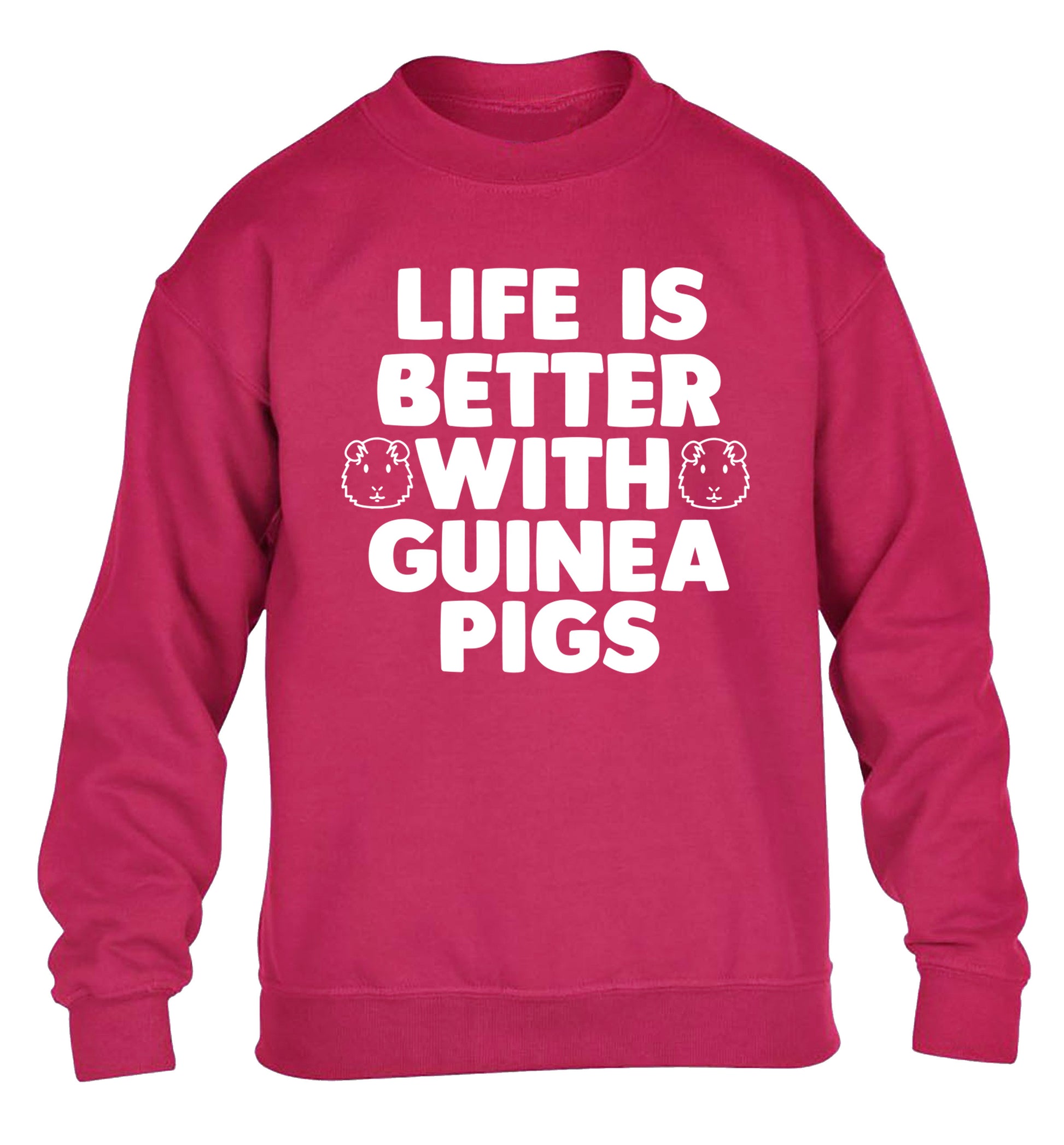 Life is better with guinea pigs children's pink  sweater 12-14 Years