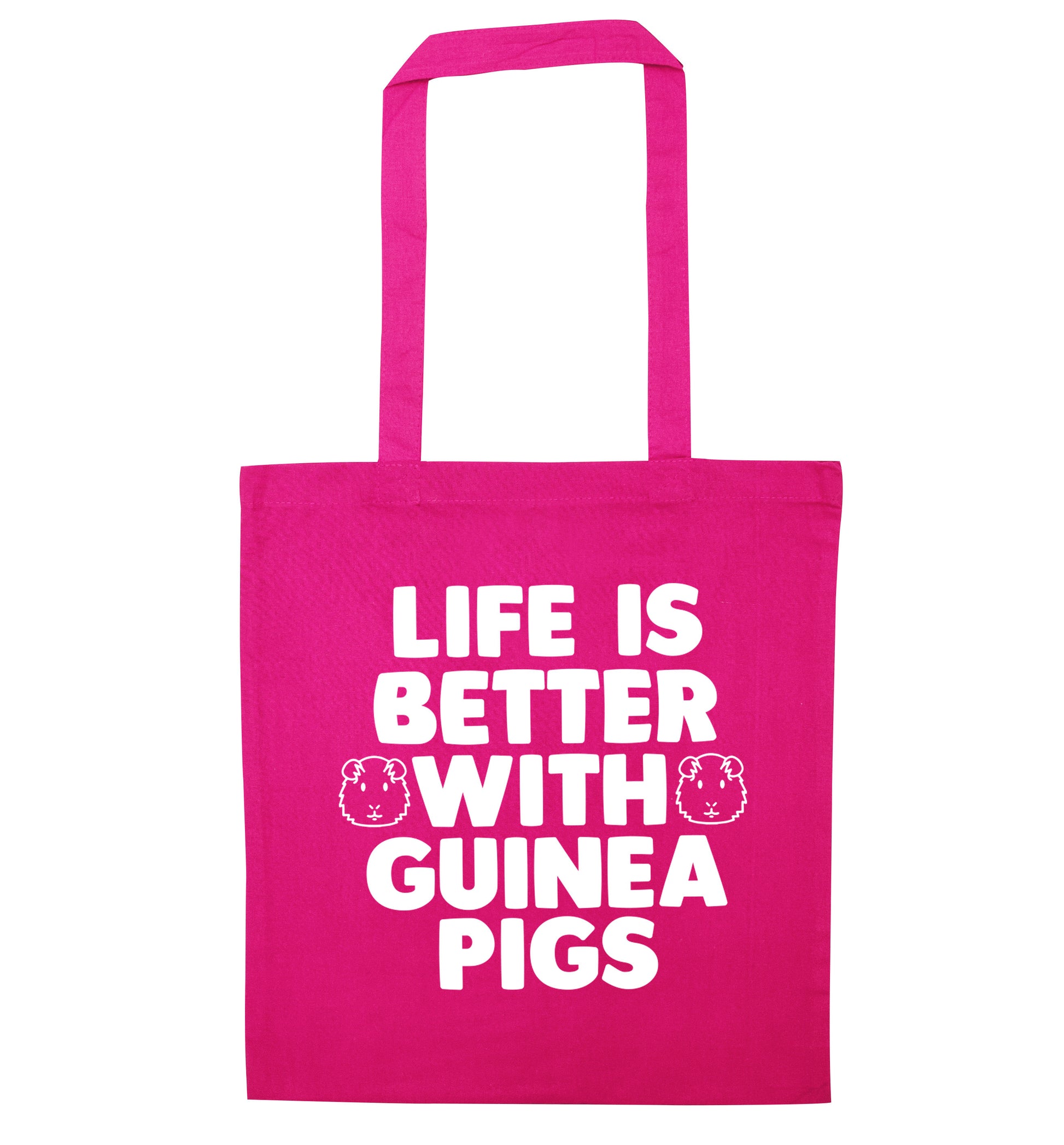 Life is better with guinea pigs pink tote bag