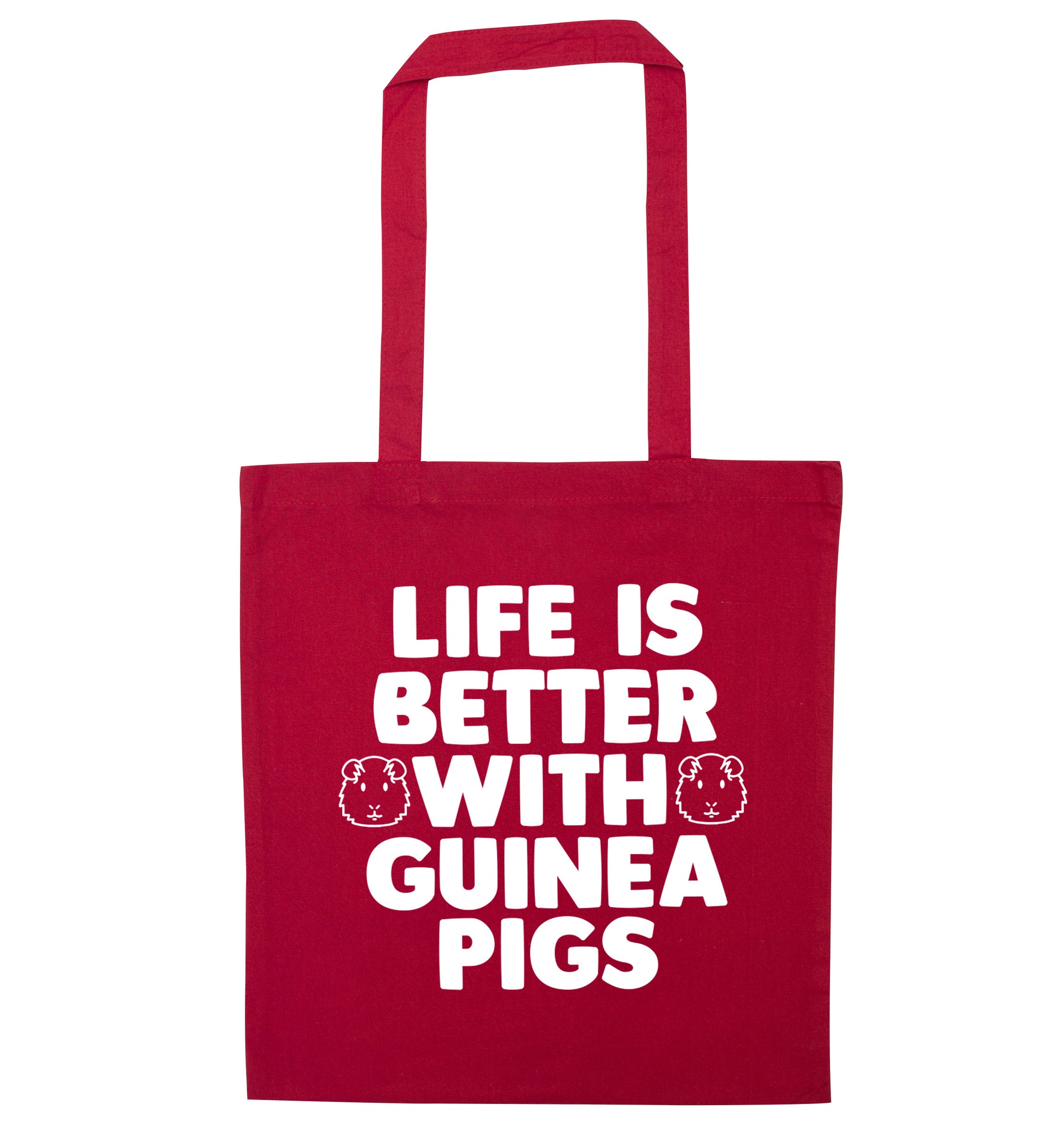 Life is better with guinea pigs red tote bag