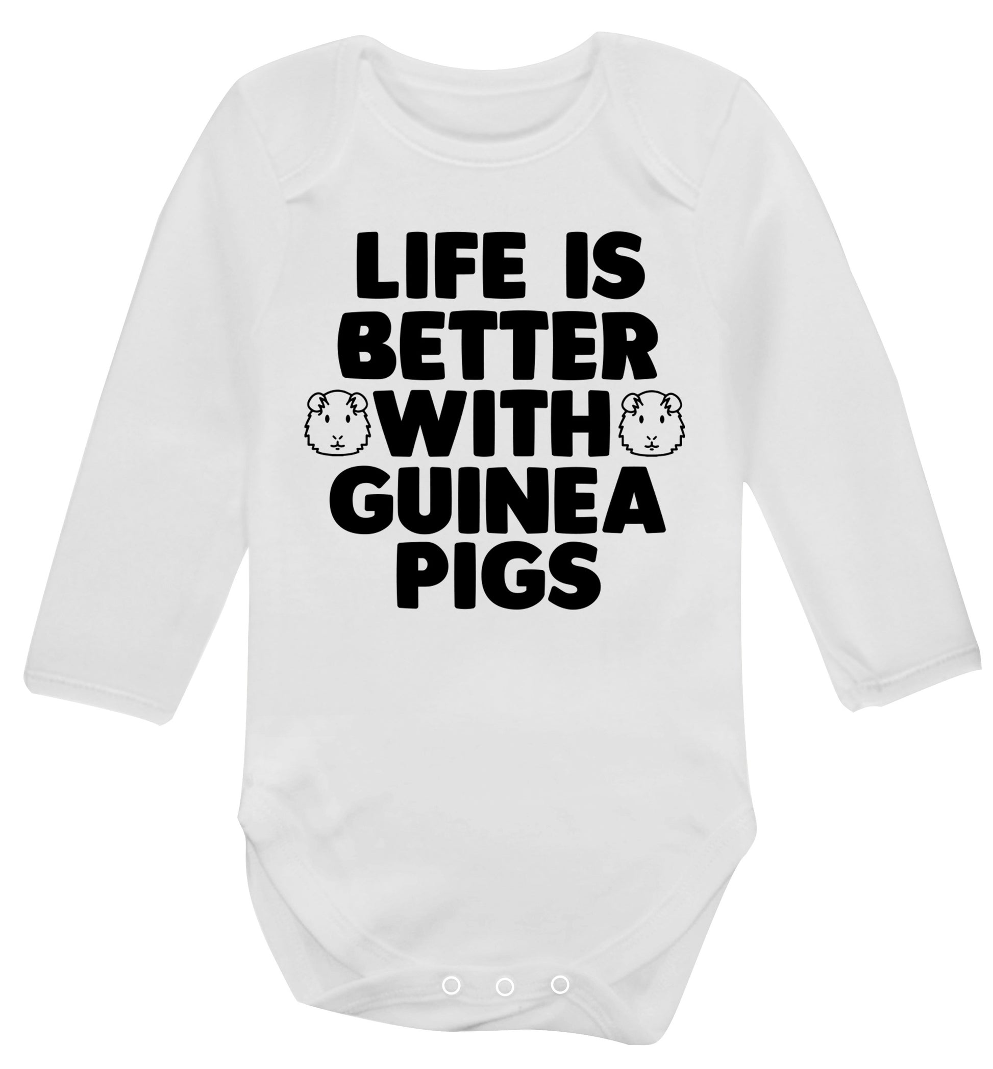 Life is better with guinea pigs Baby Vest long sleeved white 6-12 months