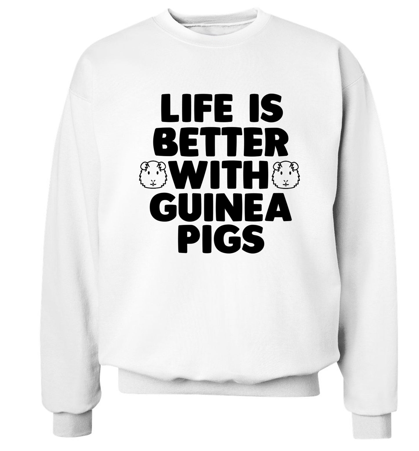 Life is better with guinea pigs Adult's unisex white  sweater 2XL