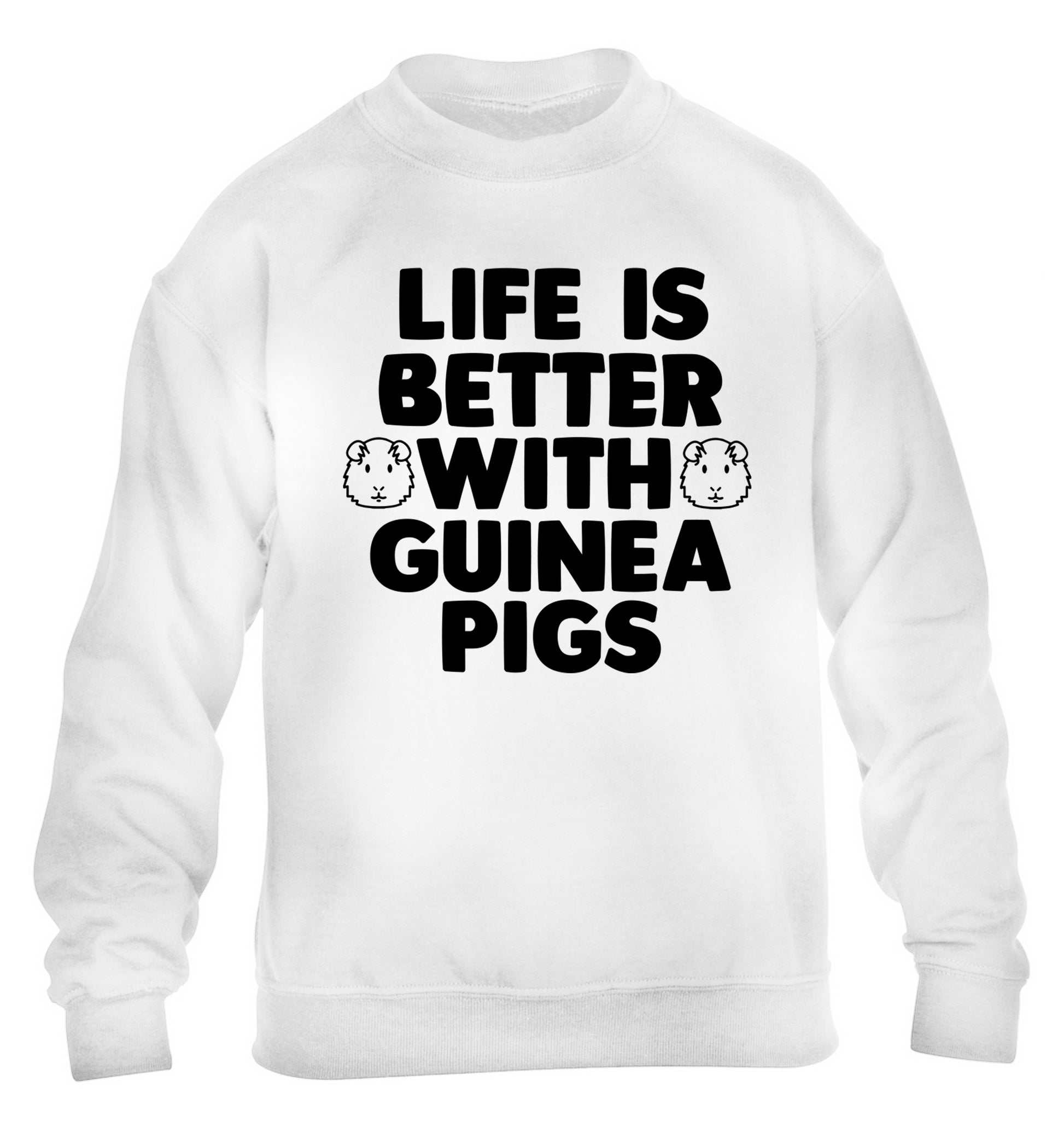 Life is better with guinea pigs children's white  sweater 12-14 Years