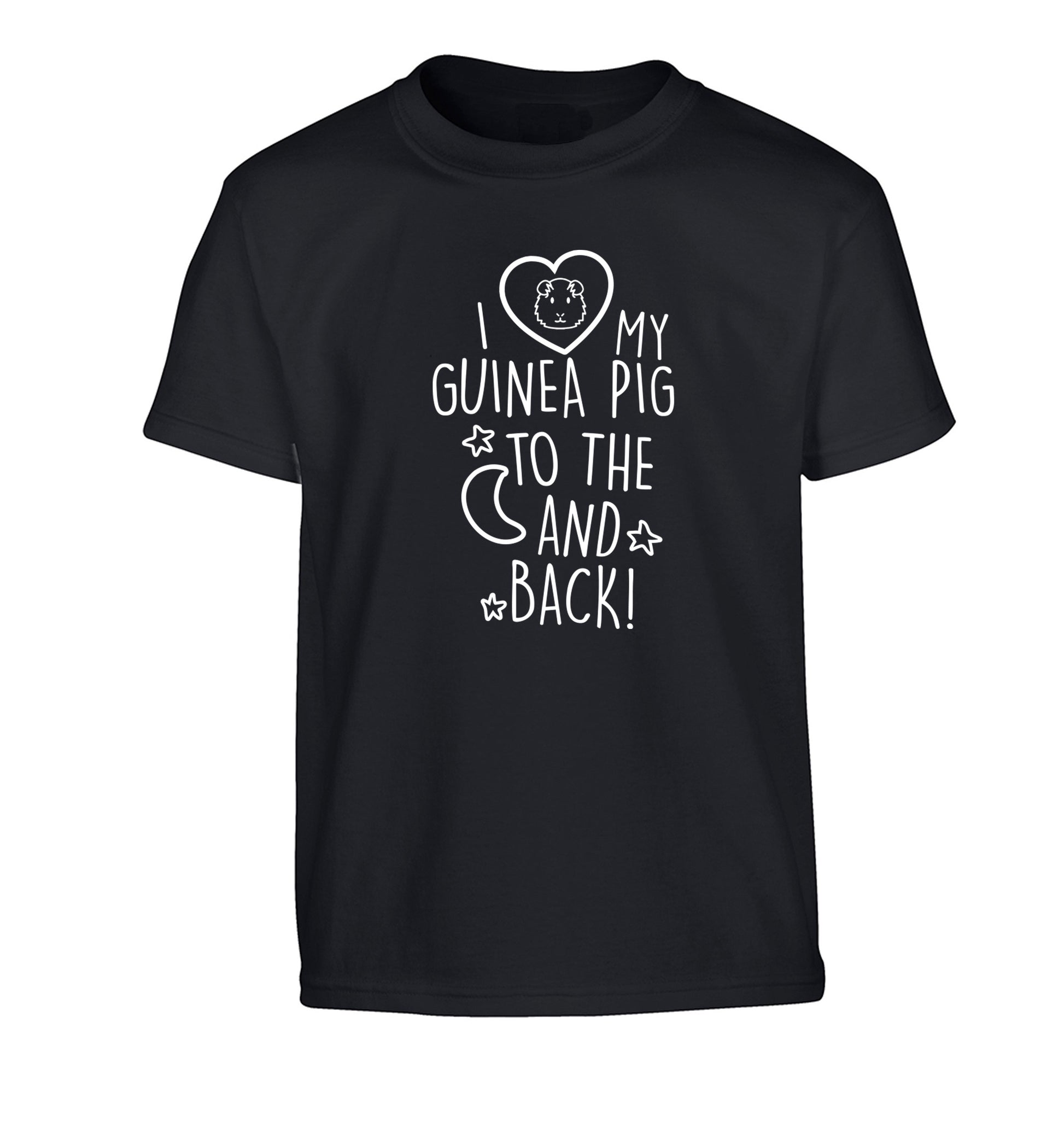 I love my guinea pig to the moon and back Children's black Tshirt 12-14 Years