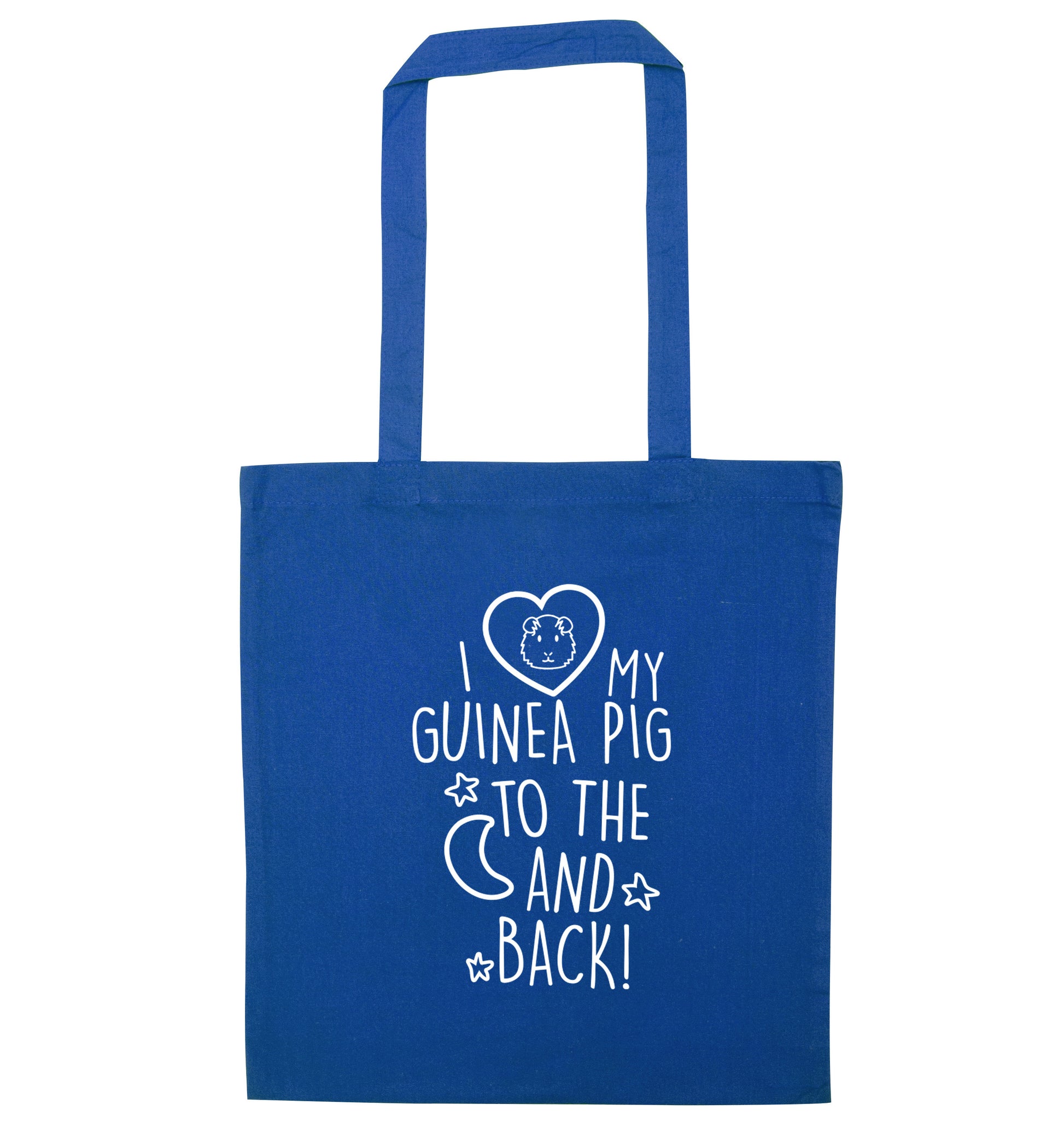 I love my guinea pig to the moon and back blue tote bag