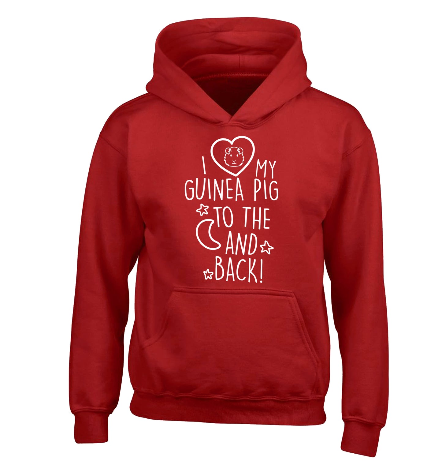I love my guinea pig to the moon and back children's red hoodie 12-14 Years