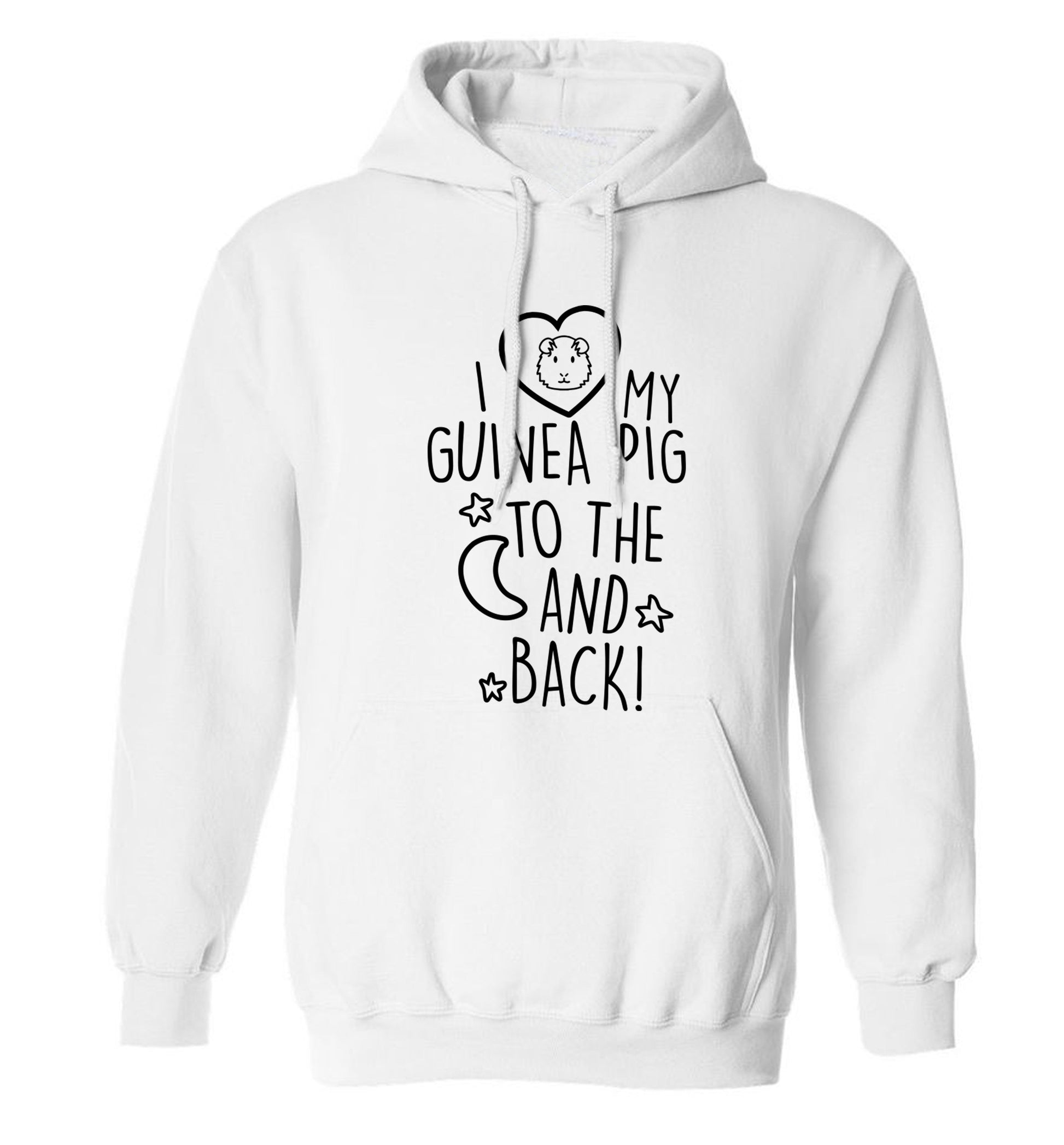 I love my guinea pig to the moon and back adults unisex white hoodie 2XL