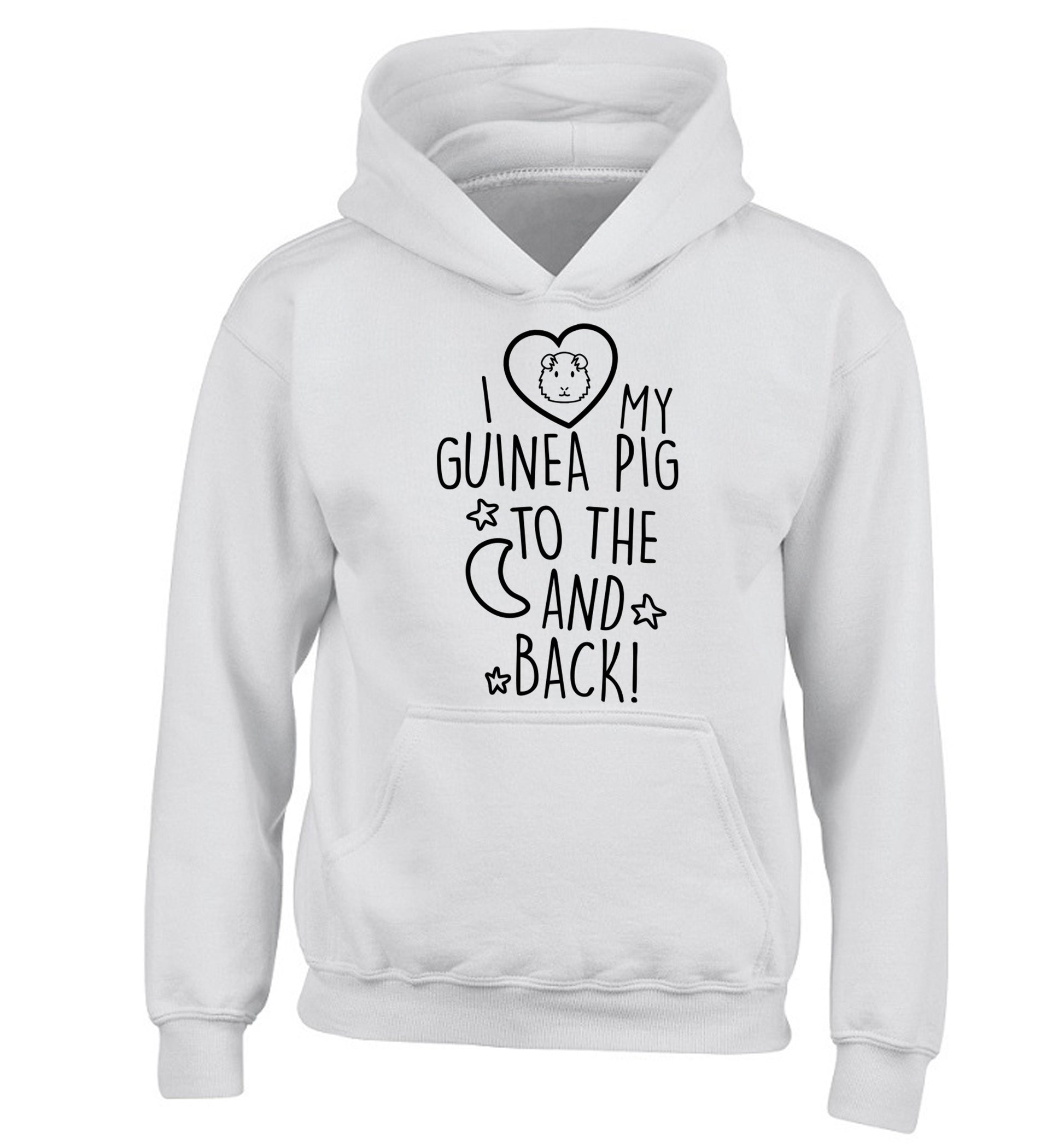 I love my guinea pig to the moon and back children's white hoodie 12-14 Years