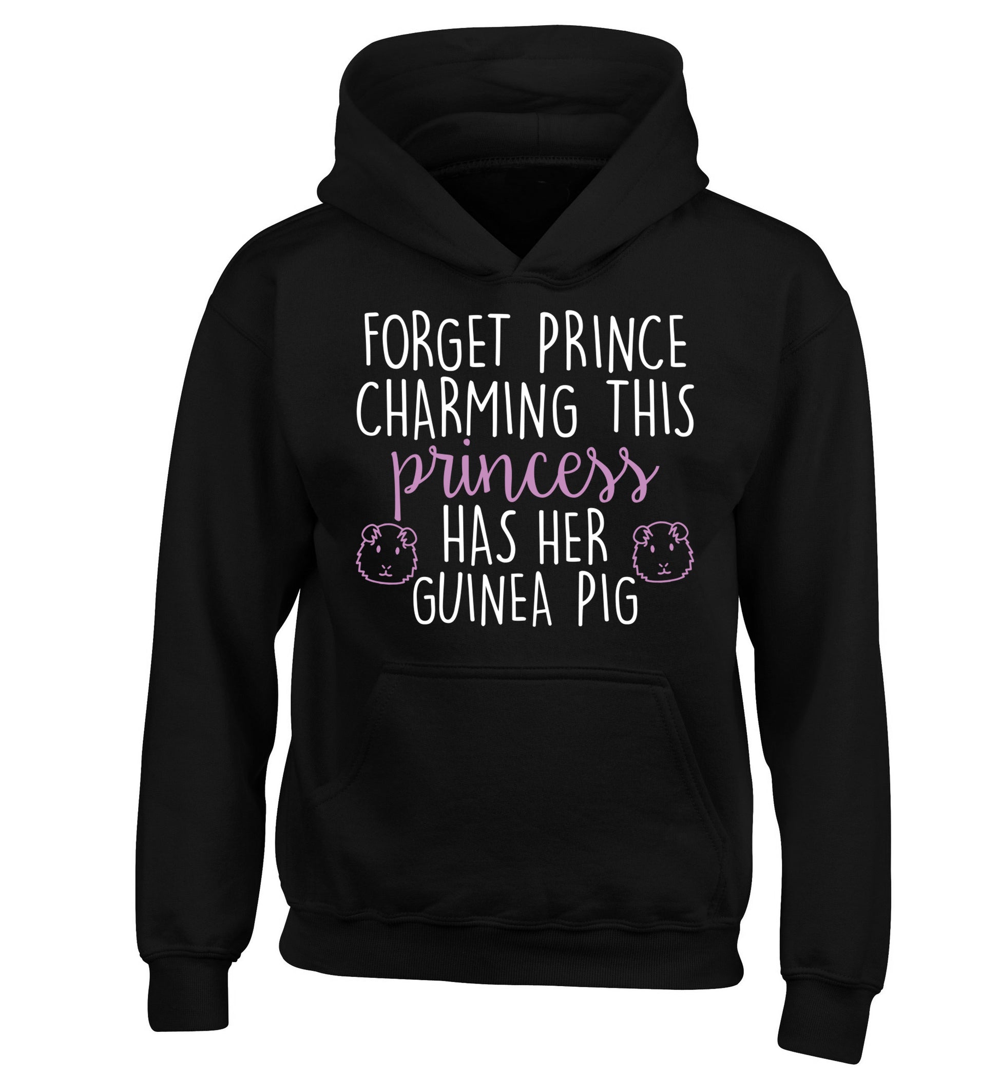 Forget prince charming, I have my guinea pig children's black hoodie 12-14 Years