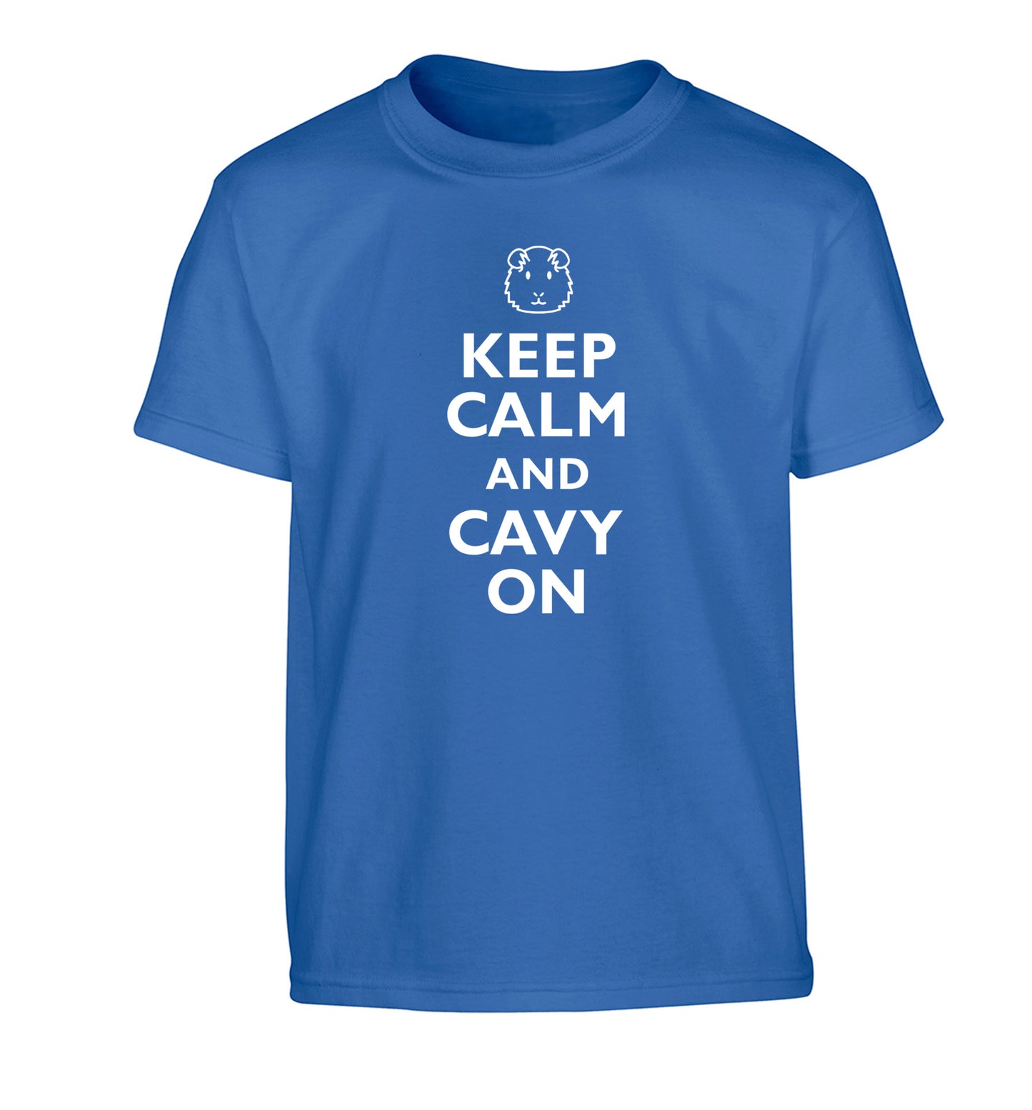 Keep calm and cavvy on Children's blue Tshirt 12-14 Years
