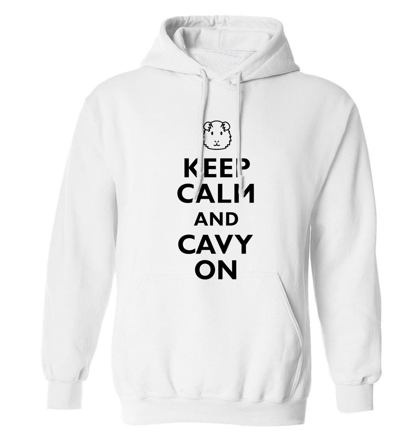 Keep calm and cavvy on adults unisex white hoodie 2XL