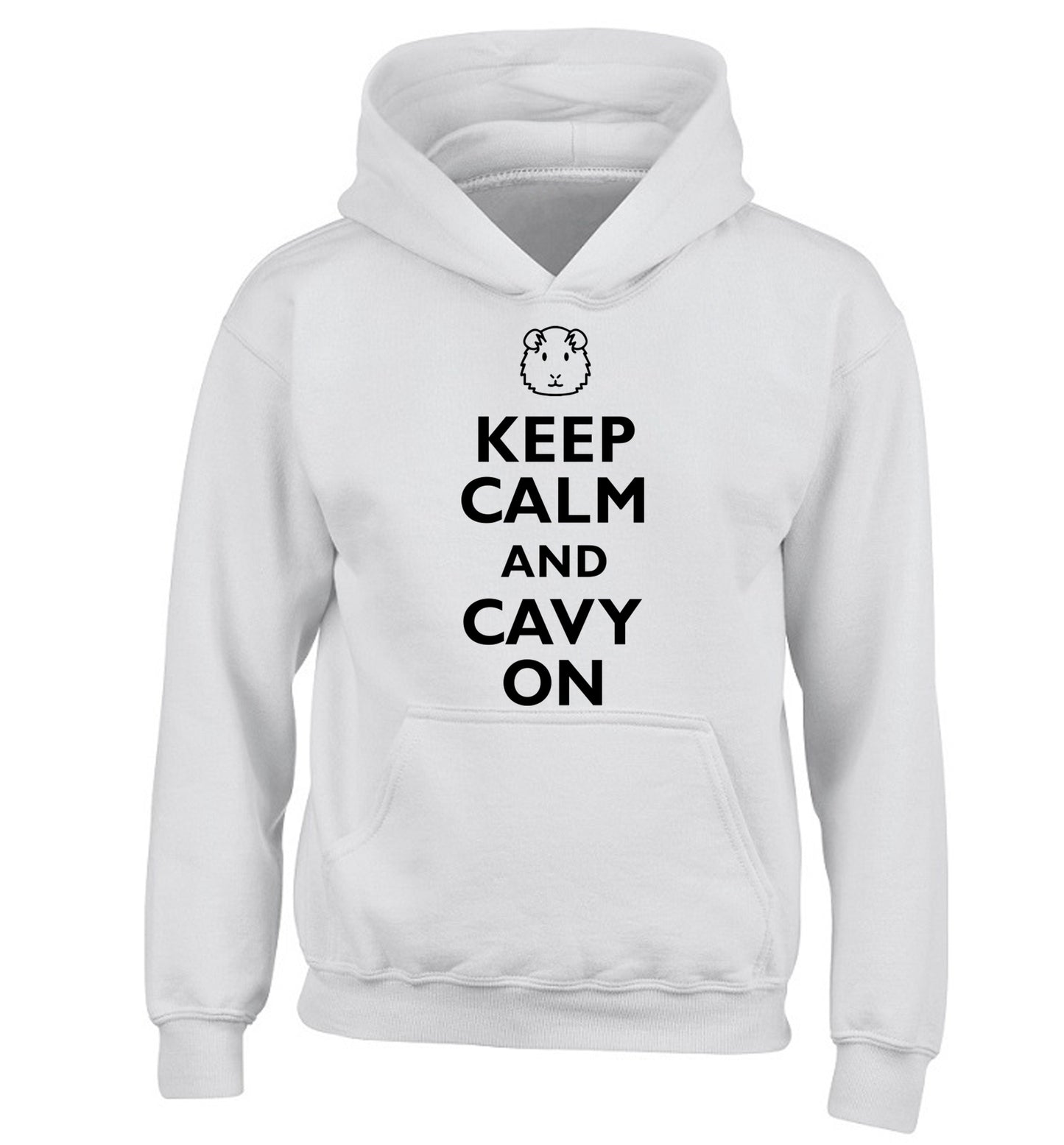 Keep calm and cavvy on children's white hoodie 12-14 Years
