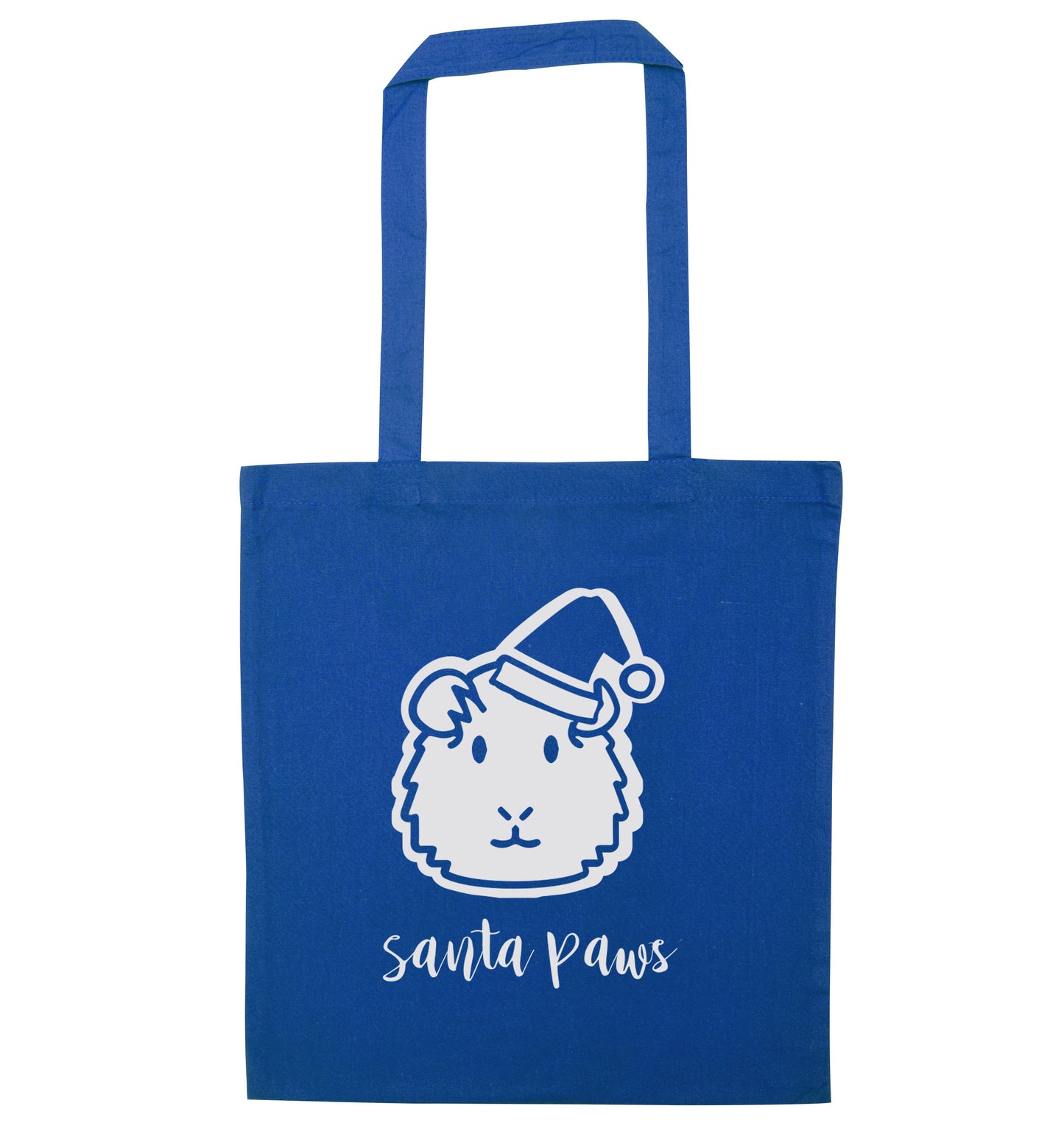 Guinea pig Santa Paws blue tote bag