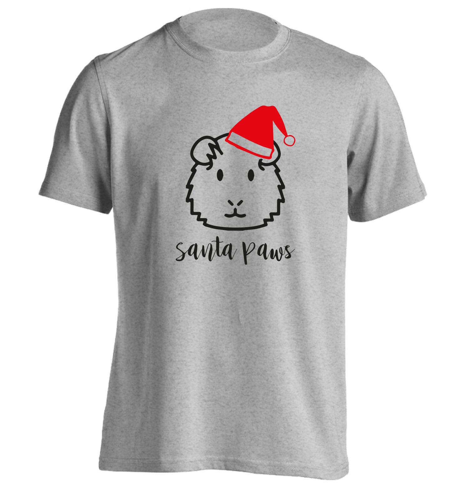 Guinea pig Santa Paws adults unisex grey Tshirt 2XL