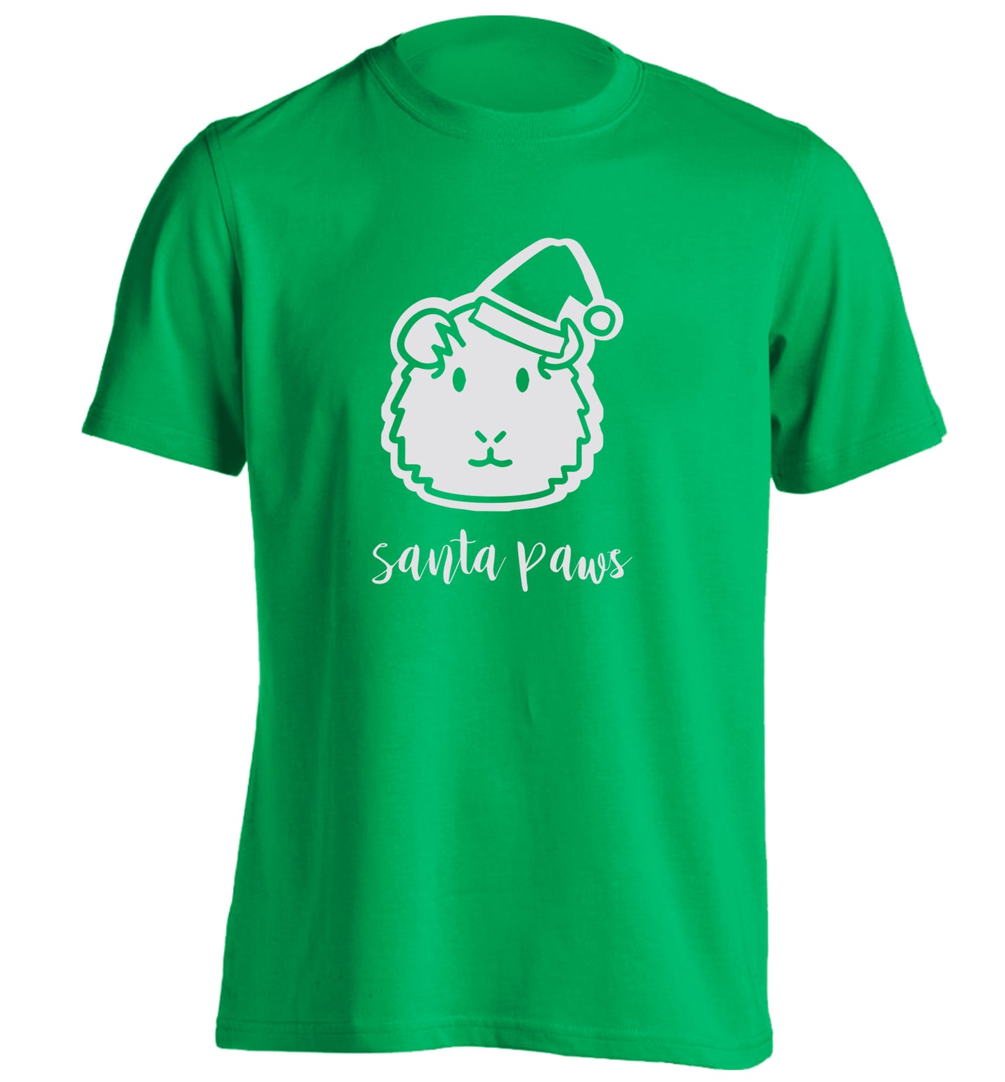 Guinea pig Santa Paws adults unisex green Tshirt 2XL