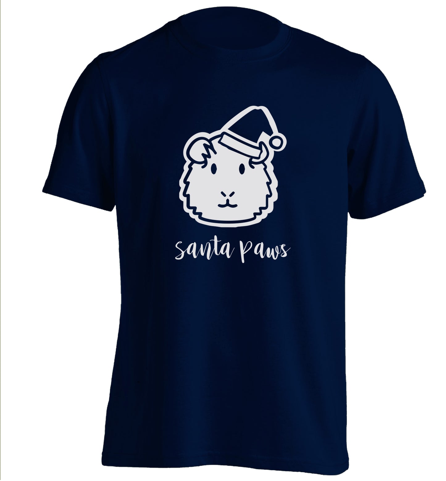 Guinea pig Santa Paws adults unisex navy Tshirt 2XL